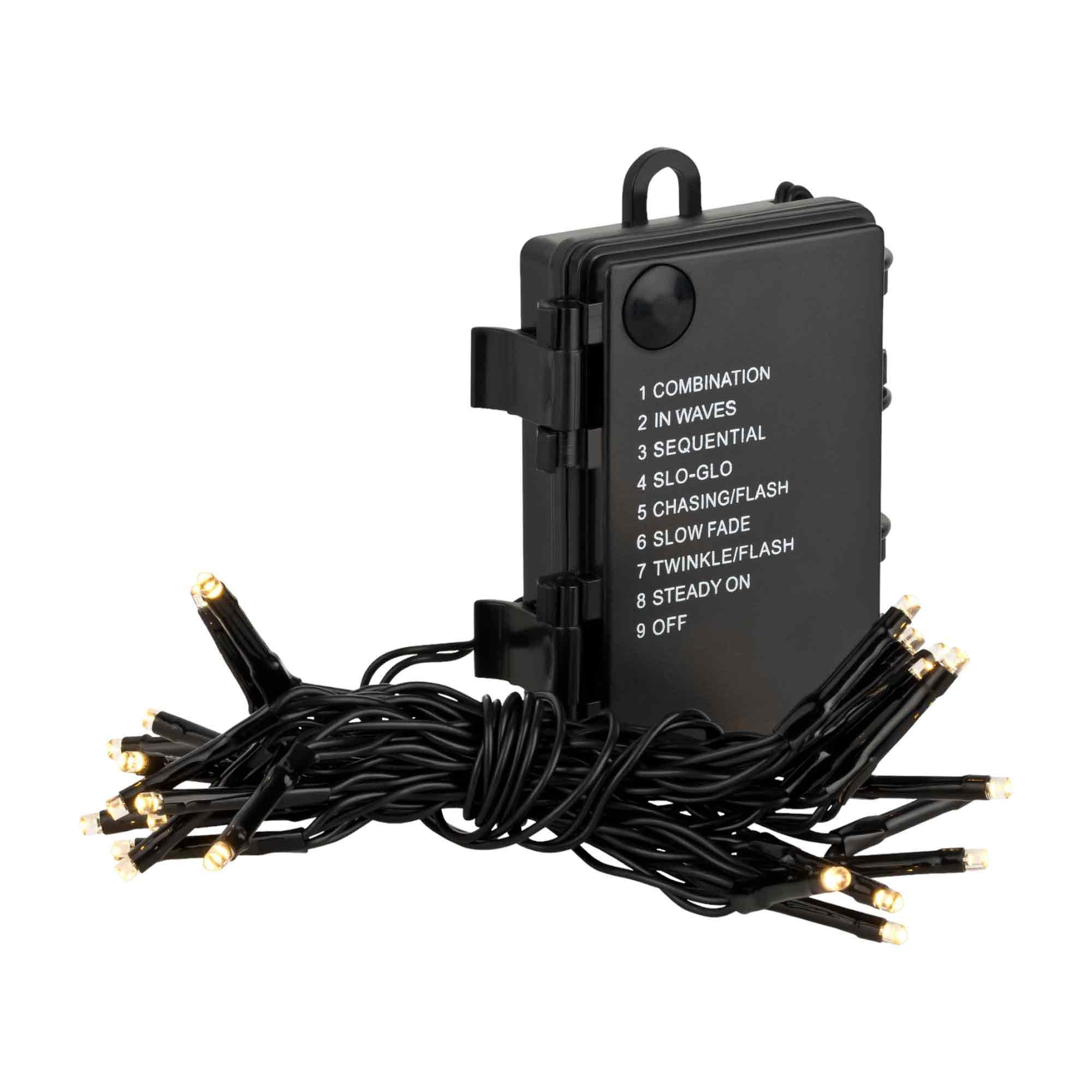 Linder Exclusiv GmbH LED-Lichterkette, Batterie für Außen 3,4 m 8 Funktionen Timer schwarz