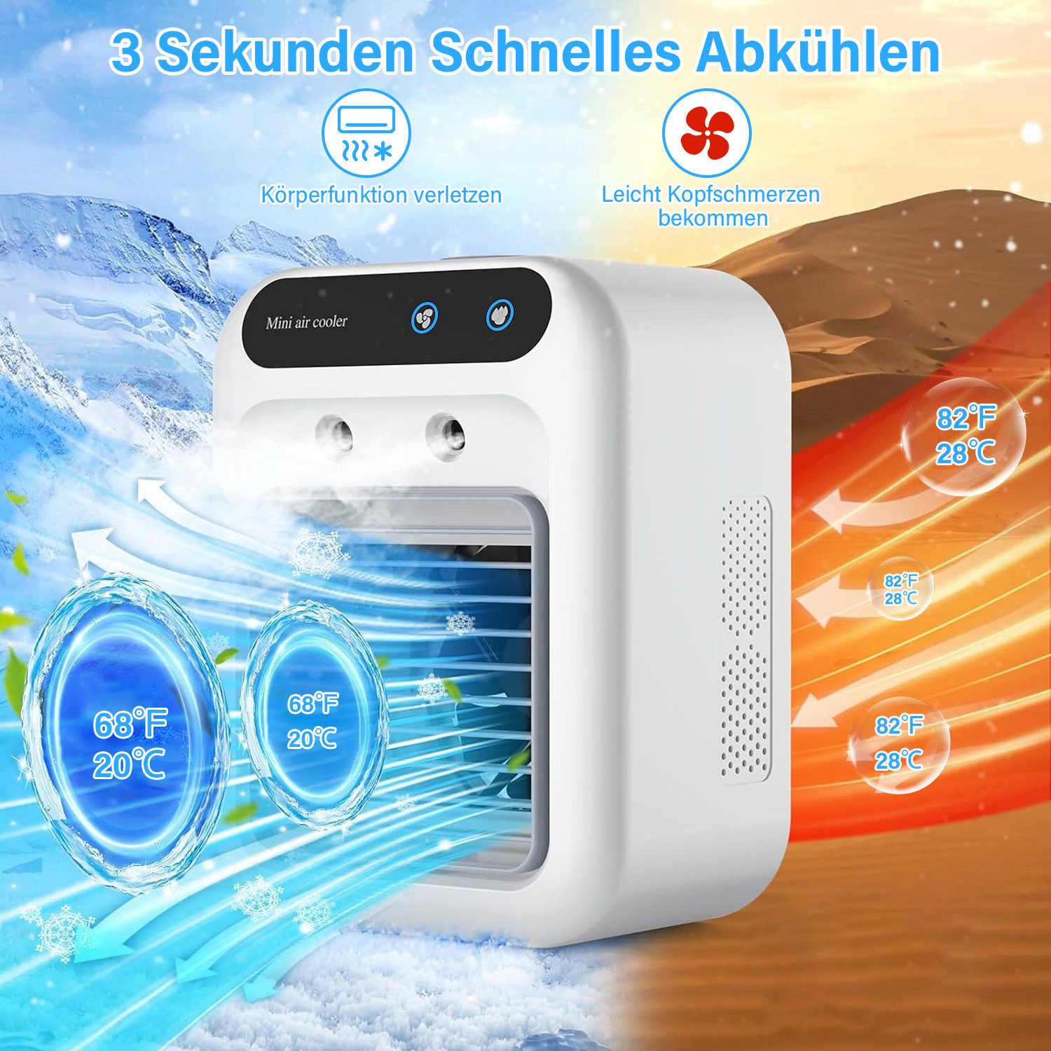 RWEUOQ Ventilatorkombigerät Ventilatorkombigerät Tragbarer Luftkühler Klima günstig online kaufen