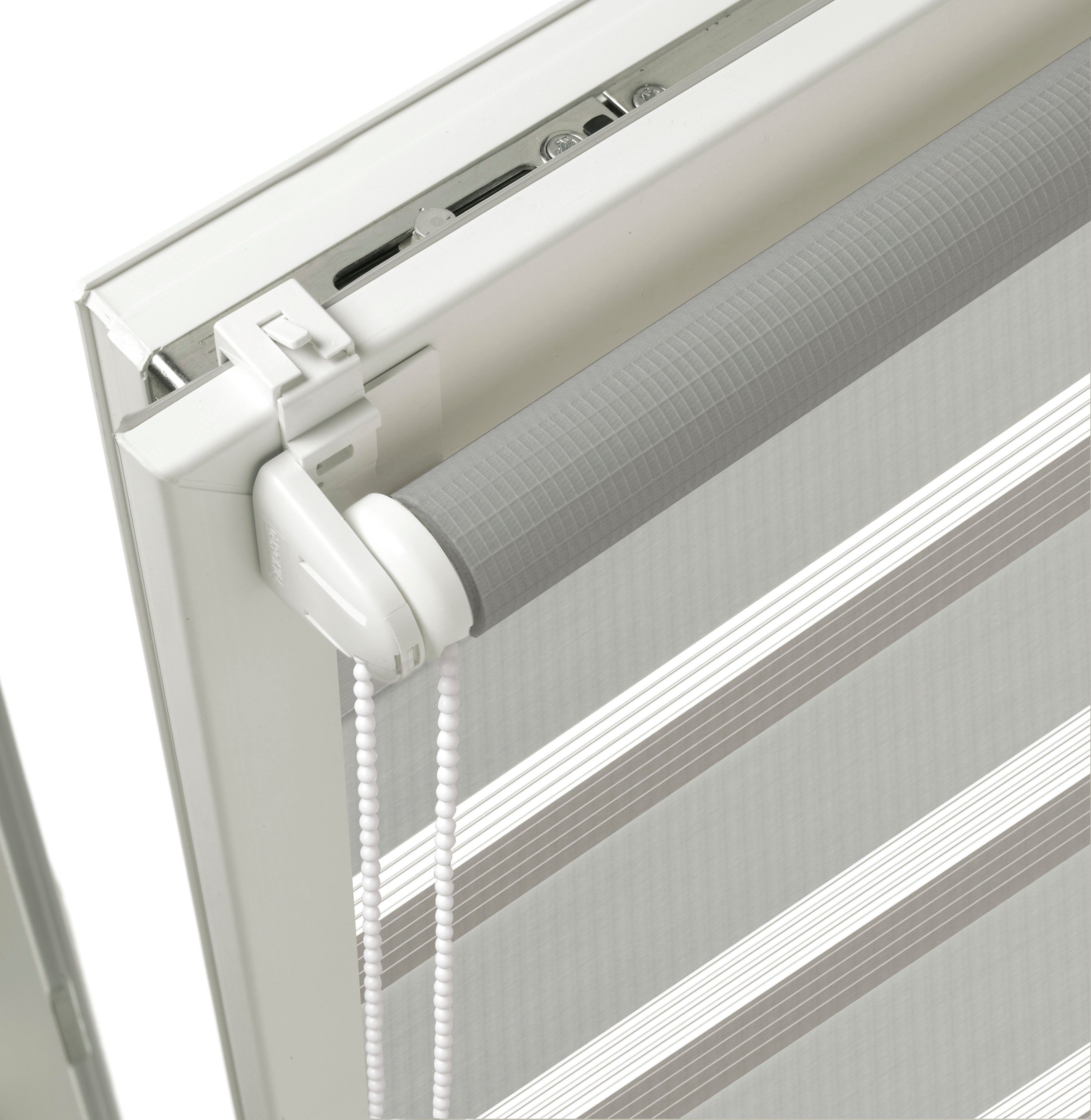 Doppelrollo Easyfix, GARDINIA, halbtransparent, mit Bohren/ohne Bohren, freihängend, segmentweise gewebter Stoff