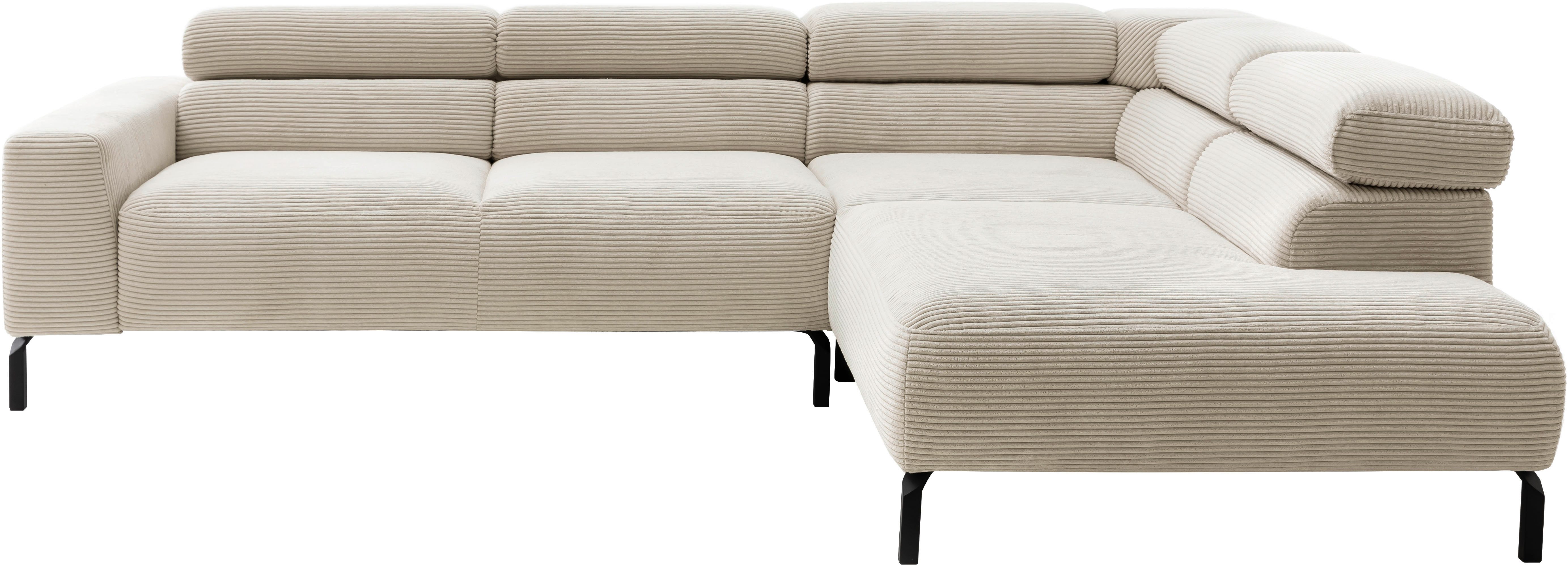 Home affaire Ecksofa Antonelli, L-Form, inkl. Kopfteilverstellung, Breite 276 cm, mit elektrischer Sitztiefenverstellung, in Cord, natur