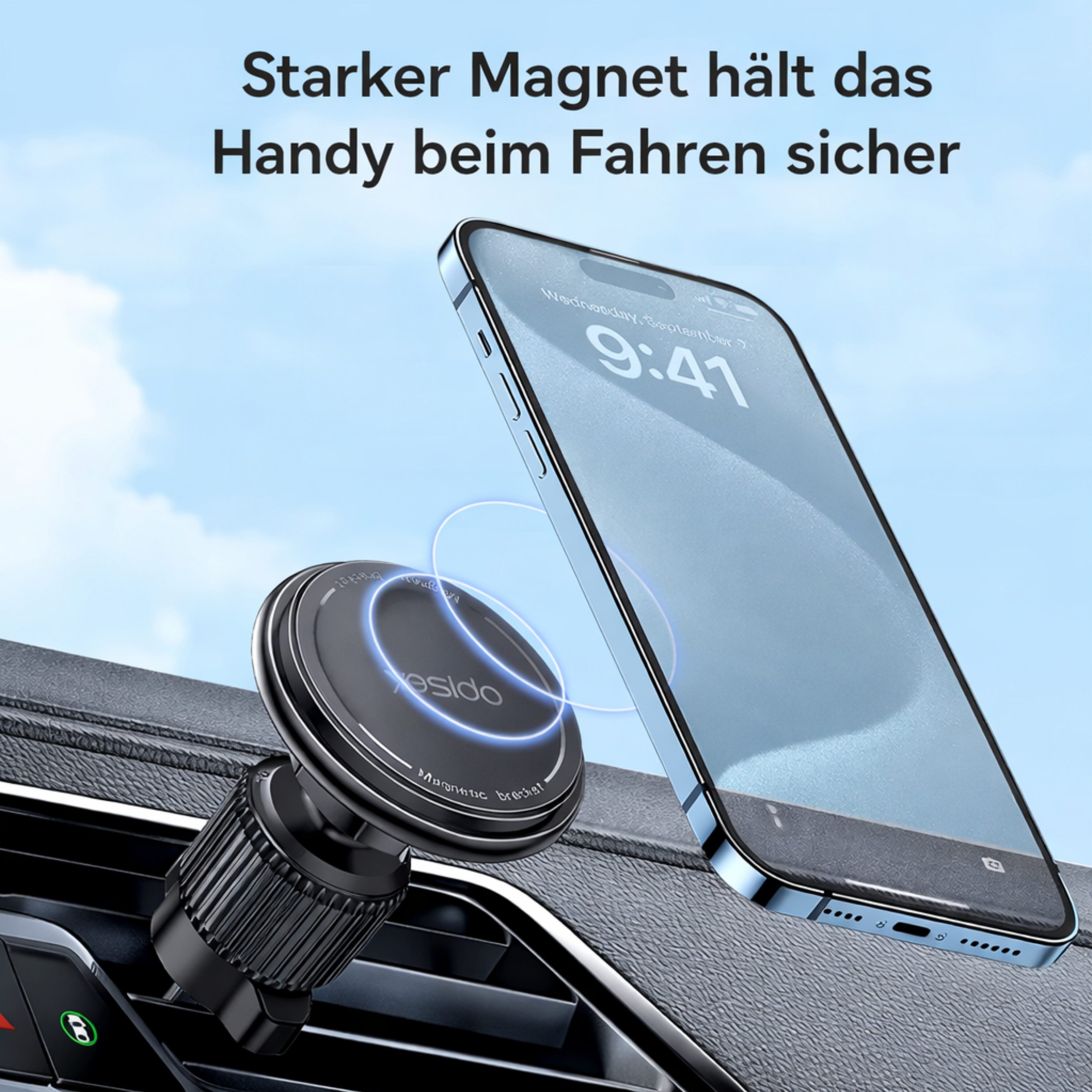 RUHE Handy-Halterung MagSafe Handyhalterung Auto KFZ Magnetische Autohalterung flexibel, (bis 8 Zoll, Kompatibel mit alle Smartphones dank Magnetring LKW / PKW  – Bild 4 von 5