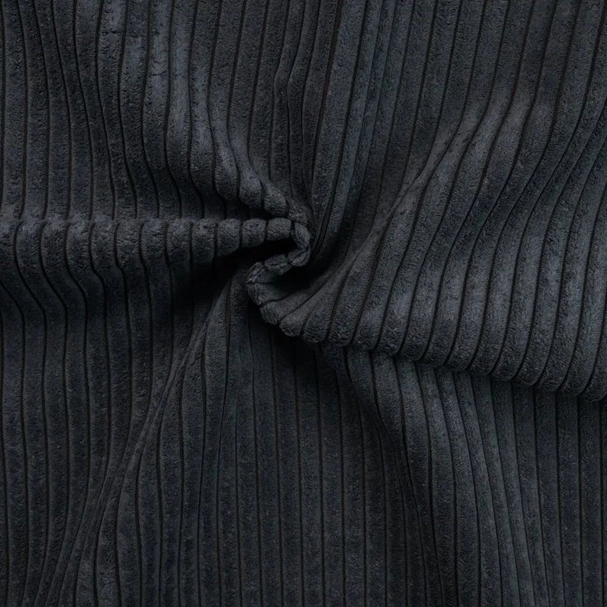 Thumbnail - Stofferia Stoff Polsterstoff Teflon Breitcord Azores Schwarz, Breite 140 cm, Meterware