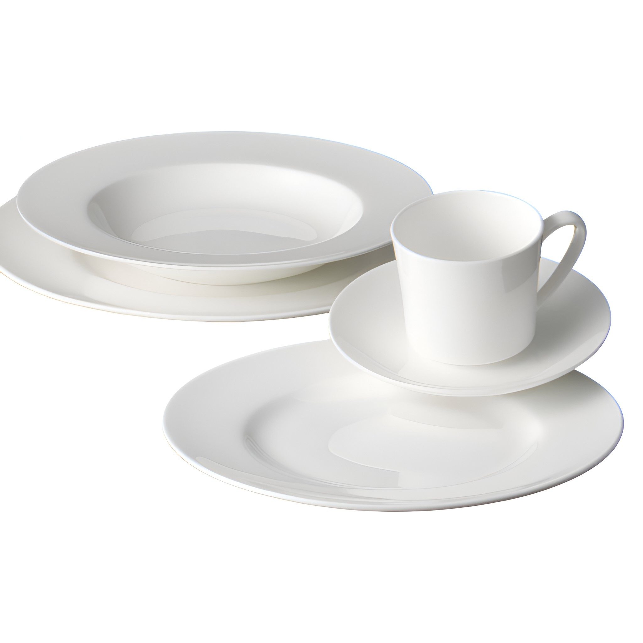 Rosenthal Kombiservice Kombi-Set 30-tlg. - JADE WEISS, 6 Personen, BONE CHINA, Lebensmittelkontaktsicher + Mikrowellengeeignet + Spülmaschinenfest