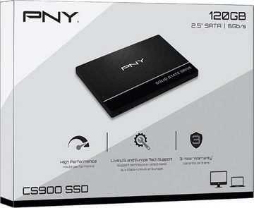 PNY »CS900« interne SSD (120 GB) 2,5" 515 MB/S Lesegeschwindigkeit, 490 MB/S Schreibgeschwindigkeit