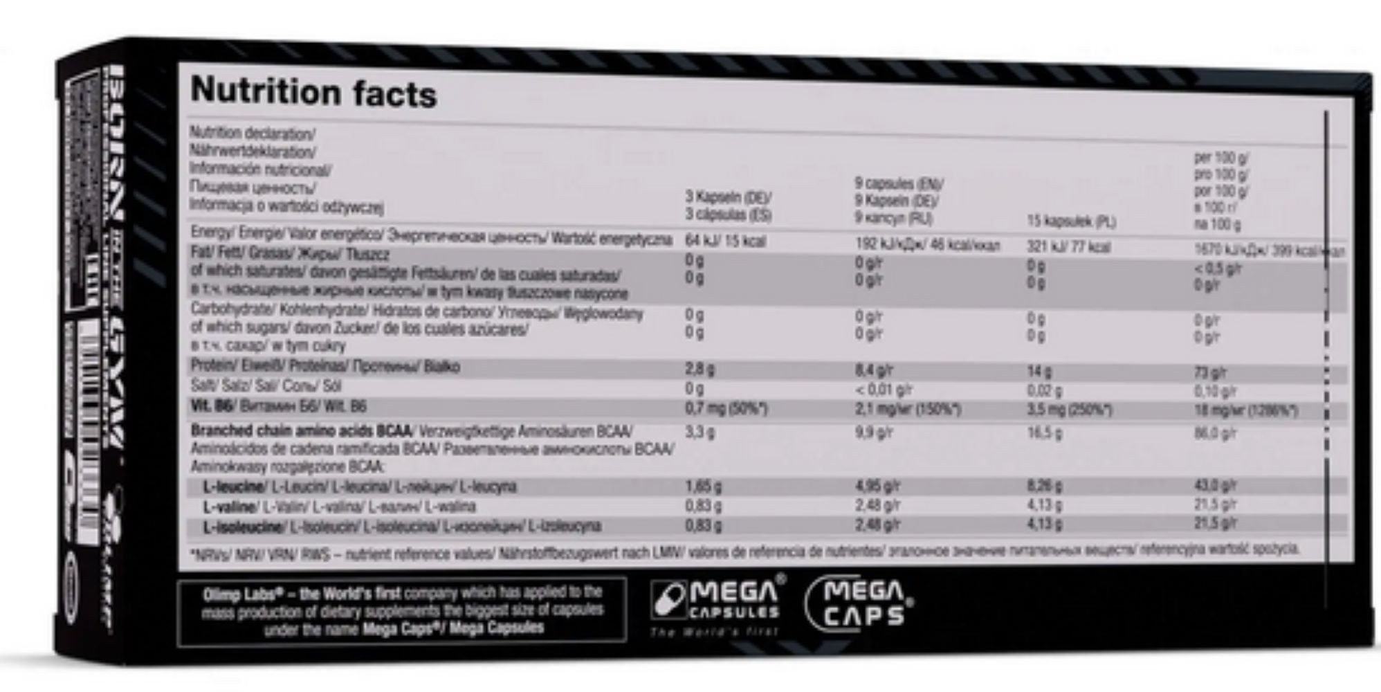 Olimp Sport Nutrition Olimp BCAA 1100 Mega Caps 120 Kapseln Kapseln, 154 g, Leucin, Isoleucin und Valin im bewährten Verhältnis von 2:1:1.