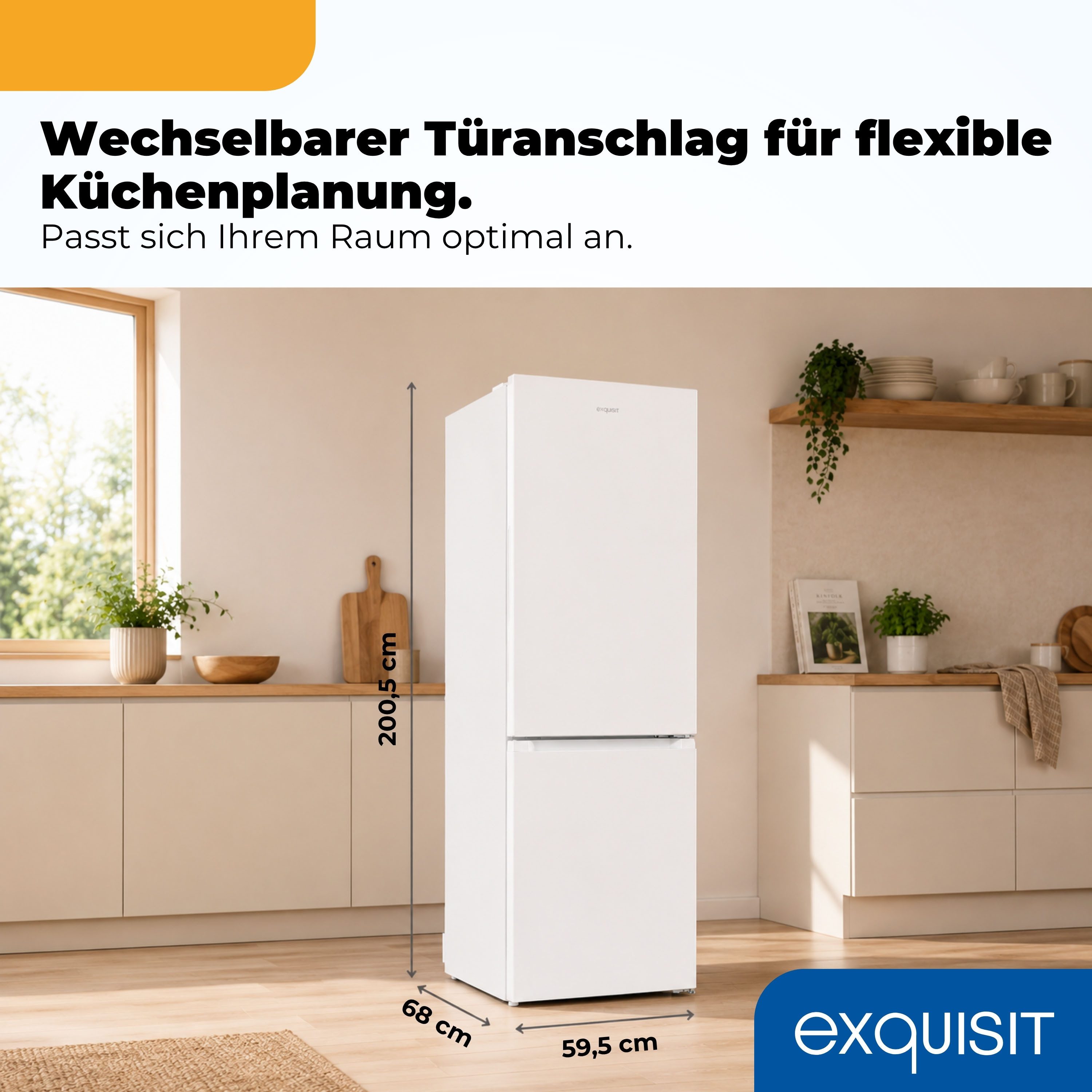 exquisit Kühl-/Gefrierkombination KGC380-115-NF-040A weiss, 200,5 cm hoch, 59,5 cm breit, NoFrost-Kühlung – nie wieder abtauen, einfache Pflege & beste Frische