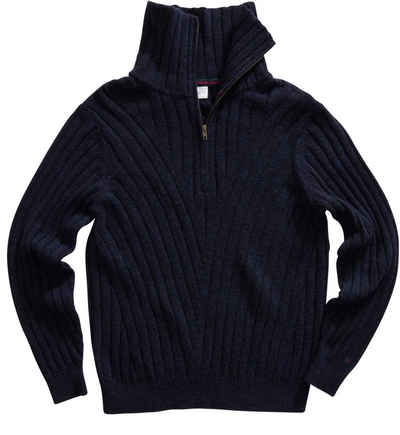 REDGREEN Wollpullover mit Kragen 1/4 Reißverschluss dark-navy melange Jan-Erik