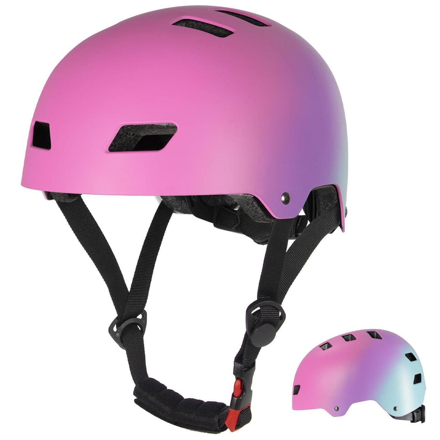 LuxusKollektion Fahrradhelm Skaterhelm Kinder & Erwachsene Rosa-Lila-Cyan M
