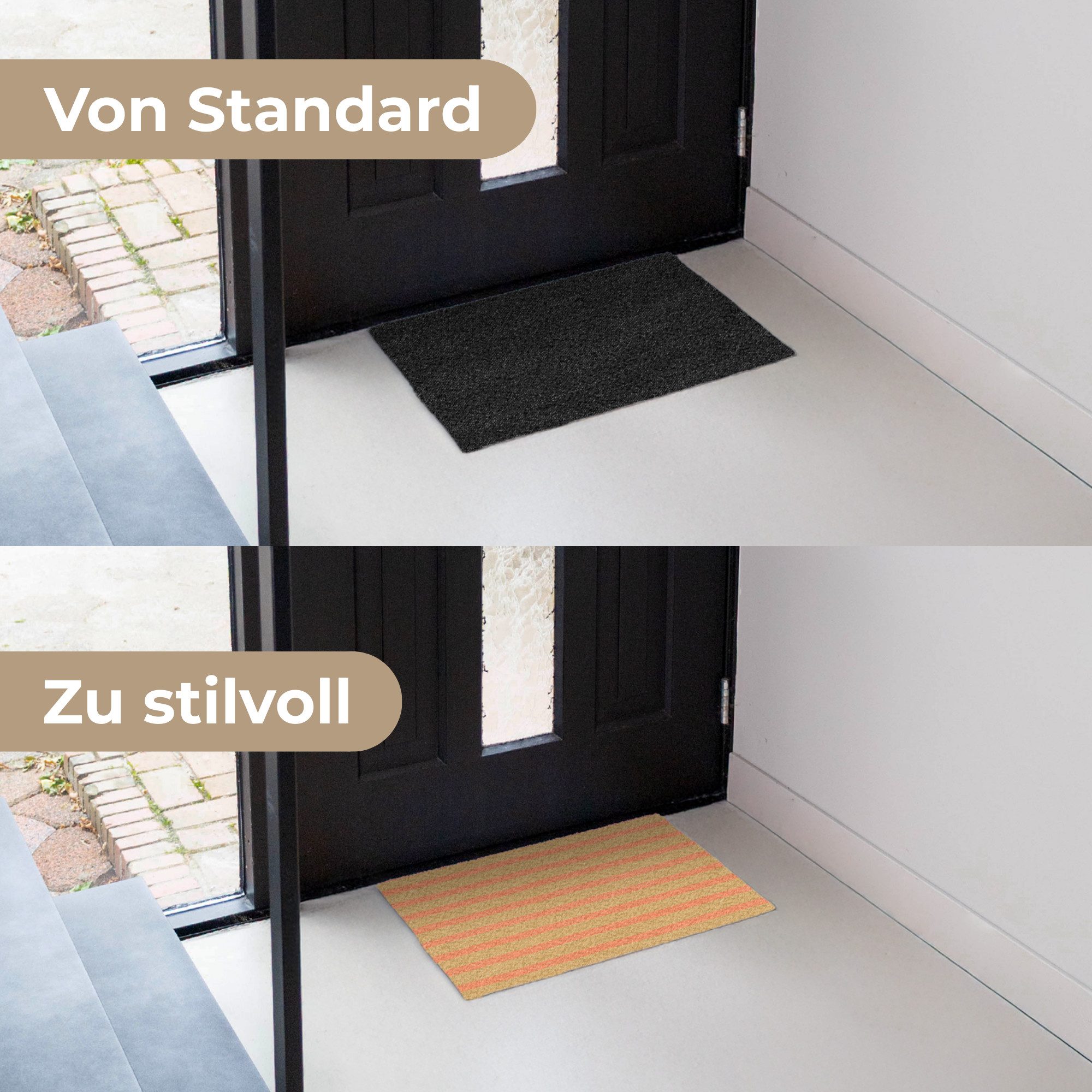 MuchoWow Fußmatte Meer - Rot - Gelb - Streifen, Rechteckig, innen Schmutzfangmatte, Tür, Schmutzfänger Flur, Teppich 60x40 cm – Bild 3 von 5