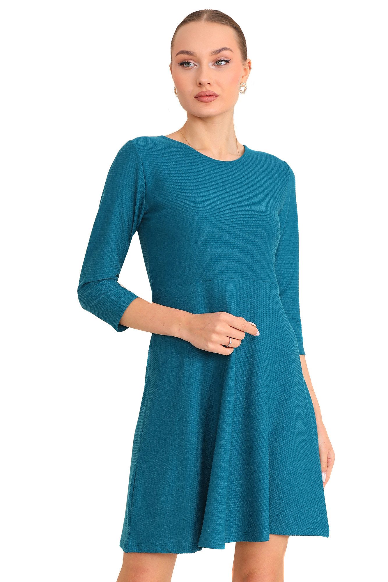 Bongual A-Linien-Kleid Casual Midikleid 3/4-Ärmel, mit Rippstruktur günstig online kaufen