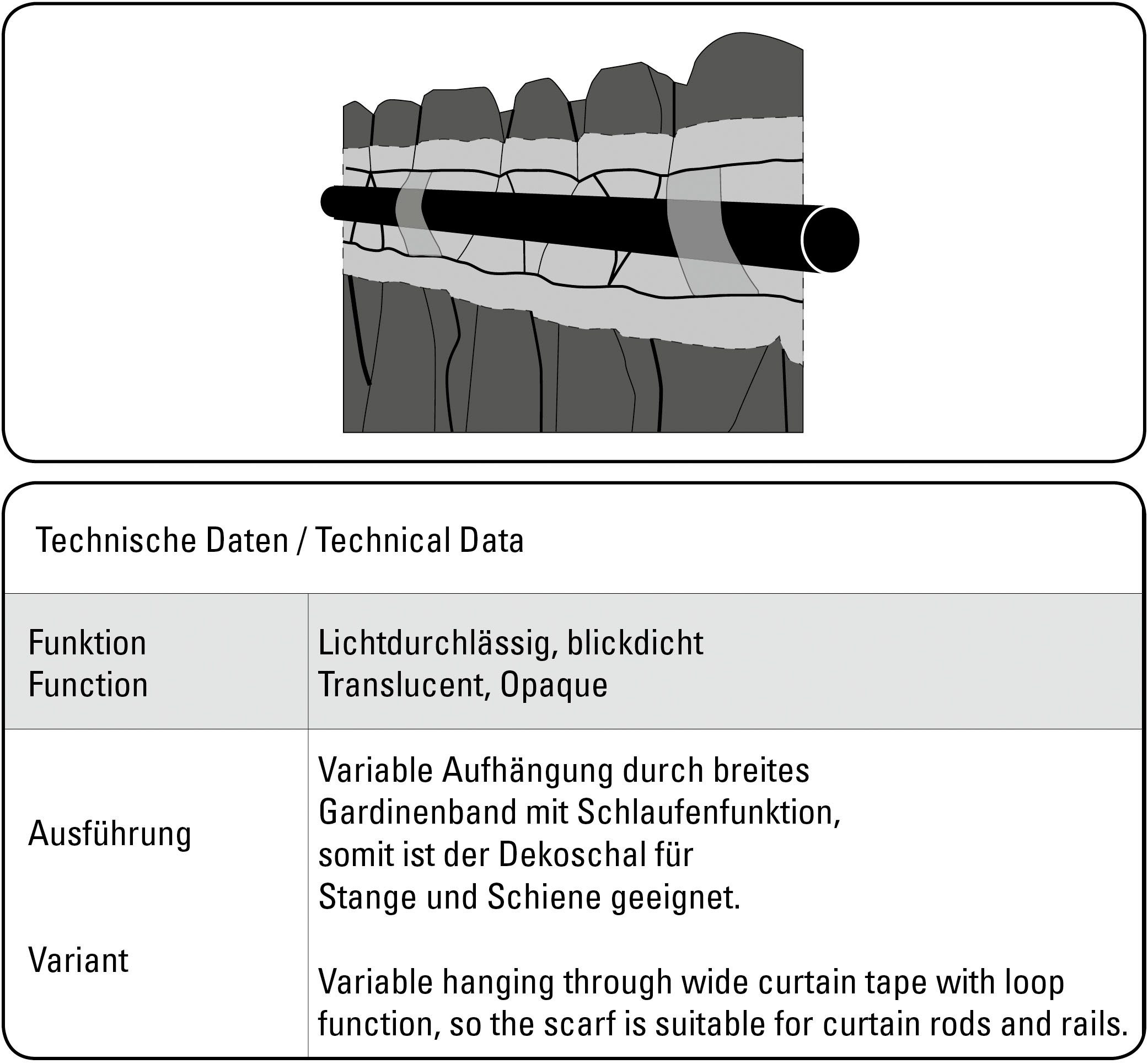 Sehlbach Gardine Schal Leinenoptik (1 St), Schlaufen, blickdicht, mit Gardinenband und verdeckten Schlaufen – Bild 4 von 5