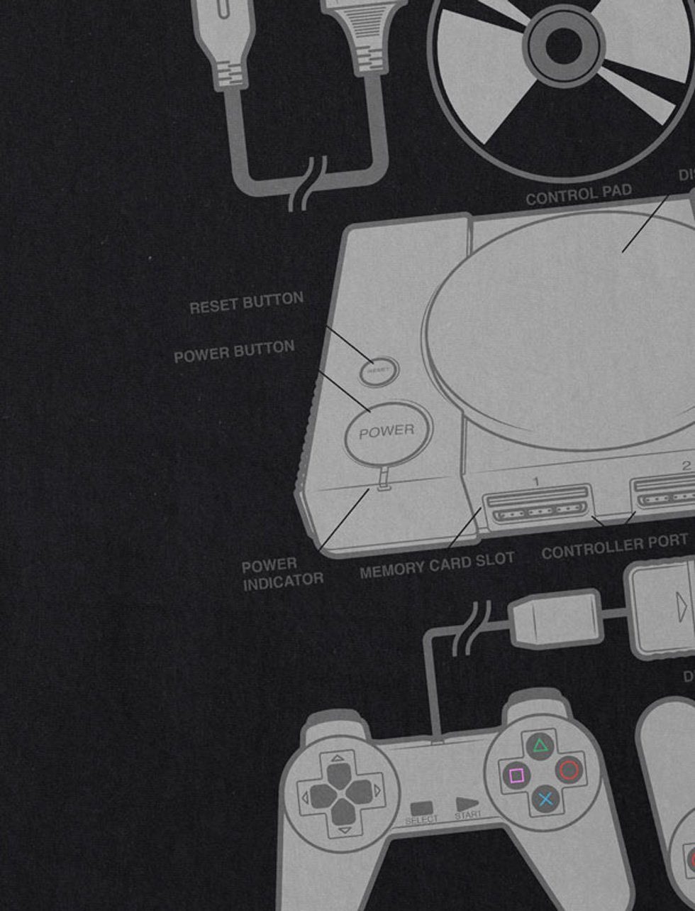 PS T-Shirt Print-Shirt psx style3 Herren Retro Gamer gamepad konsole schwarz PS1 classic