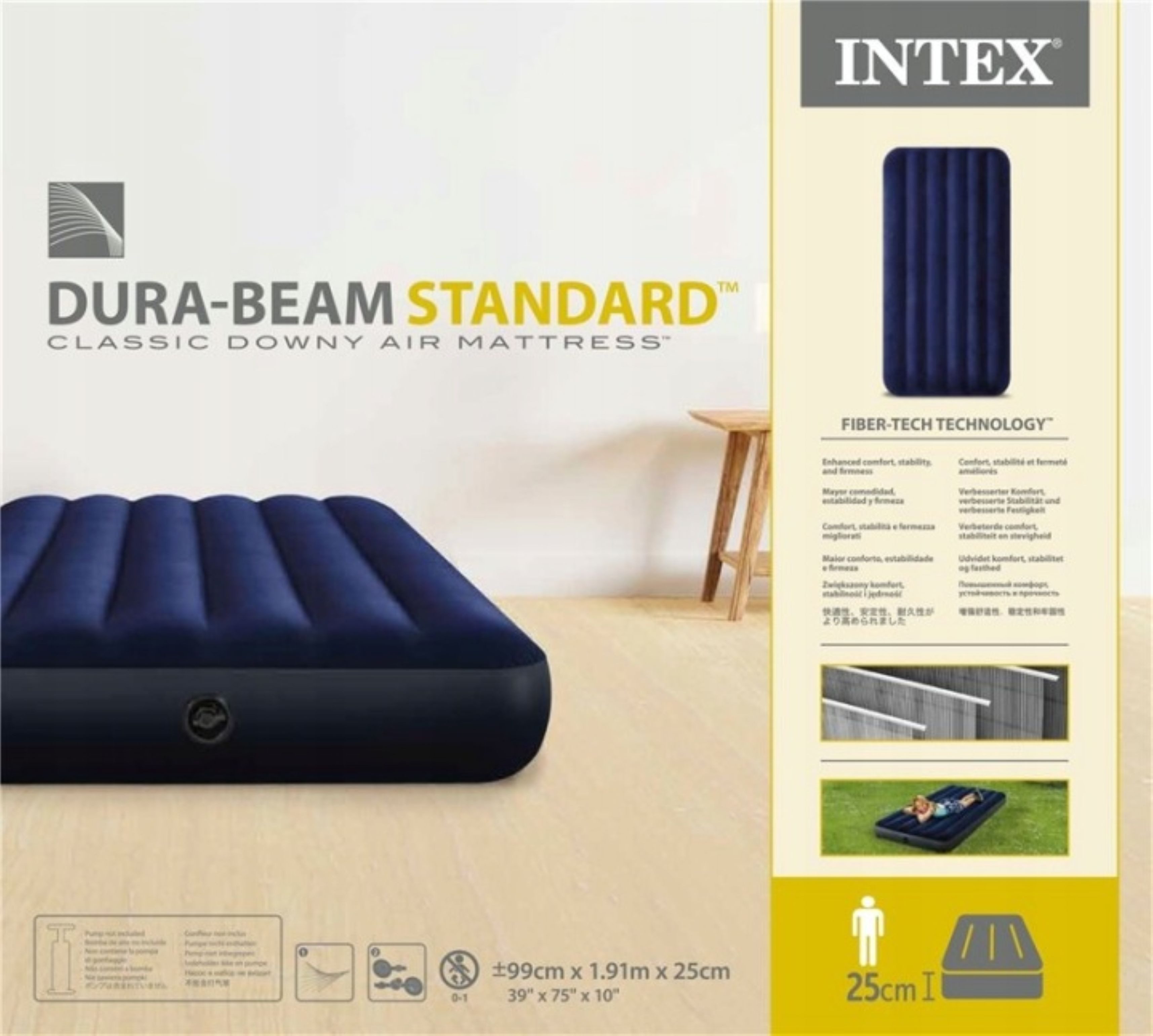 Intex Luftbett INTEX 64757 Classic Downy Twin Luftbett 191x99x25 cm Blau, (1-tlg)