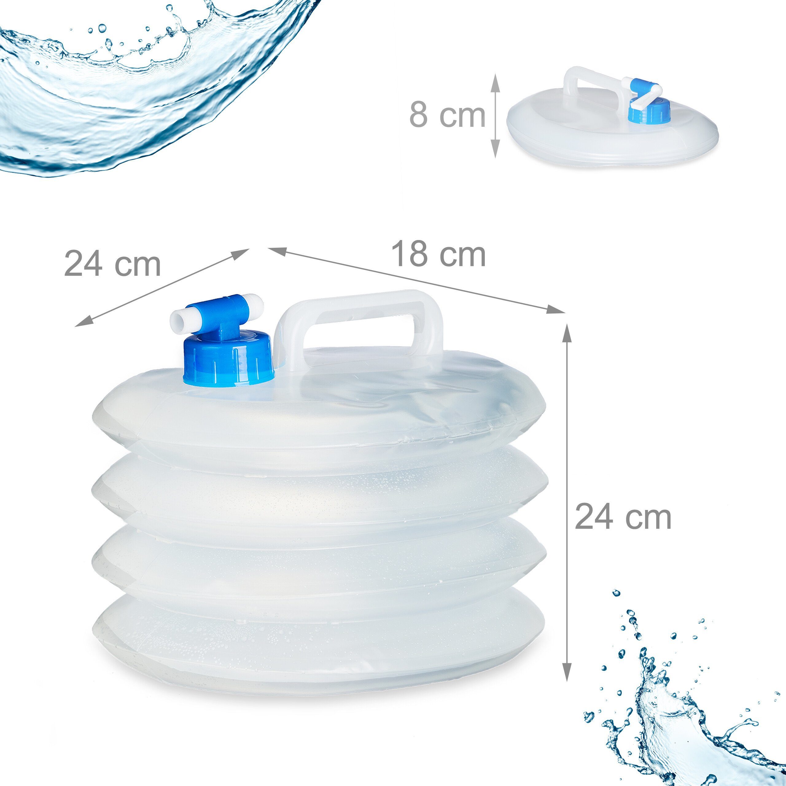 Kanister faltbar oval, Wasserkanister relaxdays Set 5 4er Liter