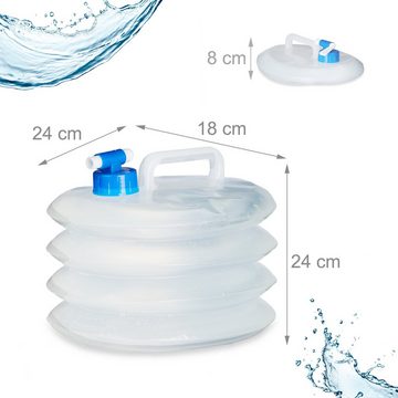relaxdays Kanister Wasserkanister faltbar 4er Set oval, 5 Liter