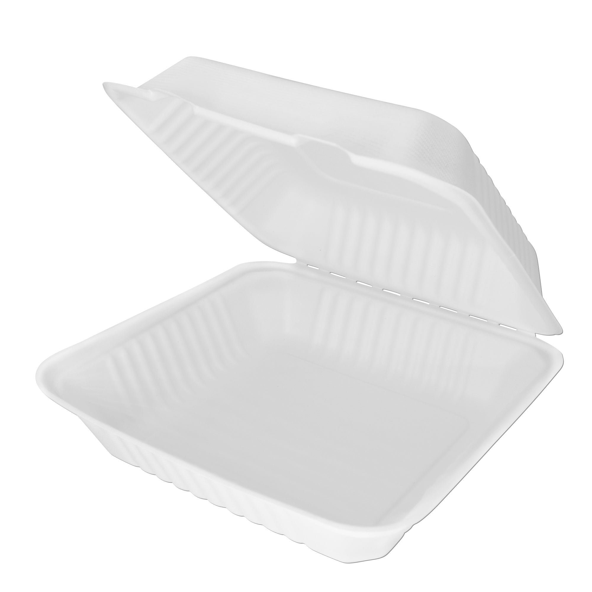 wisefood Einweggeschirr-Set Take Away Box aus Bagasse, weiß, 23 x 20 x 8,5 cm (200-tlg), Bagasse