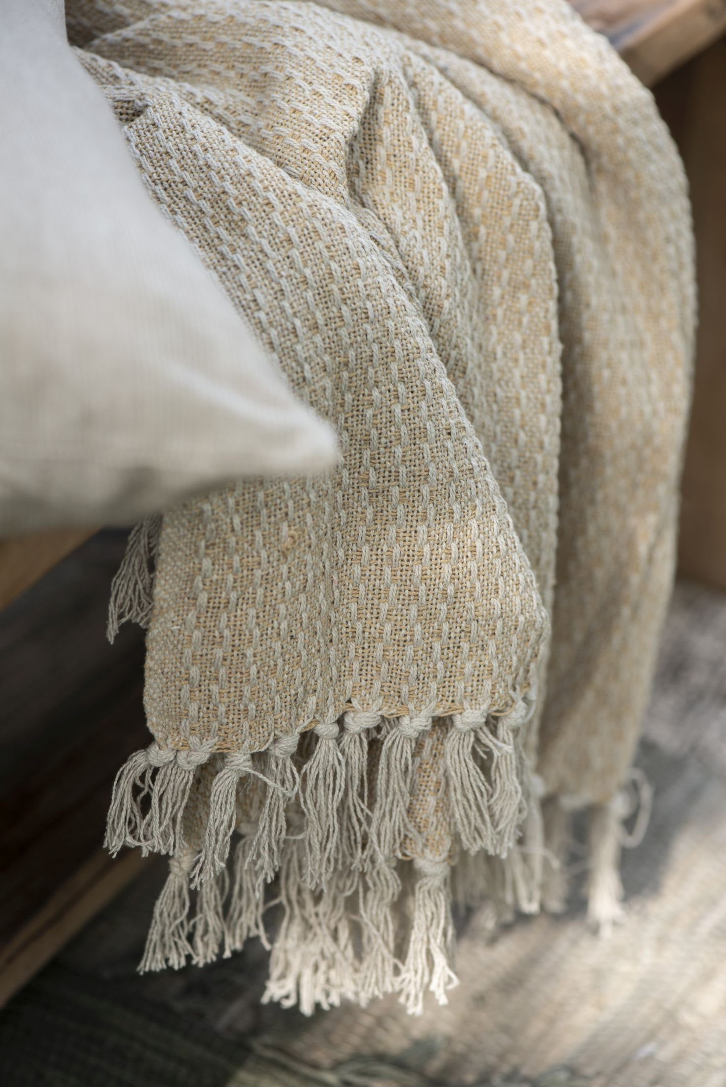 Wohndecke Decke Plaid Kuscheldecke Wohndecke Gelb Creme 130x160cm Ib Laursen, Ib Laursen