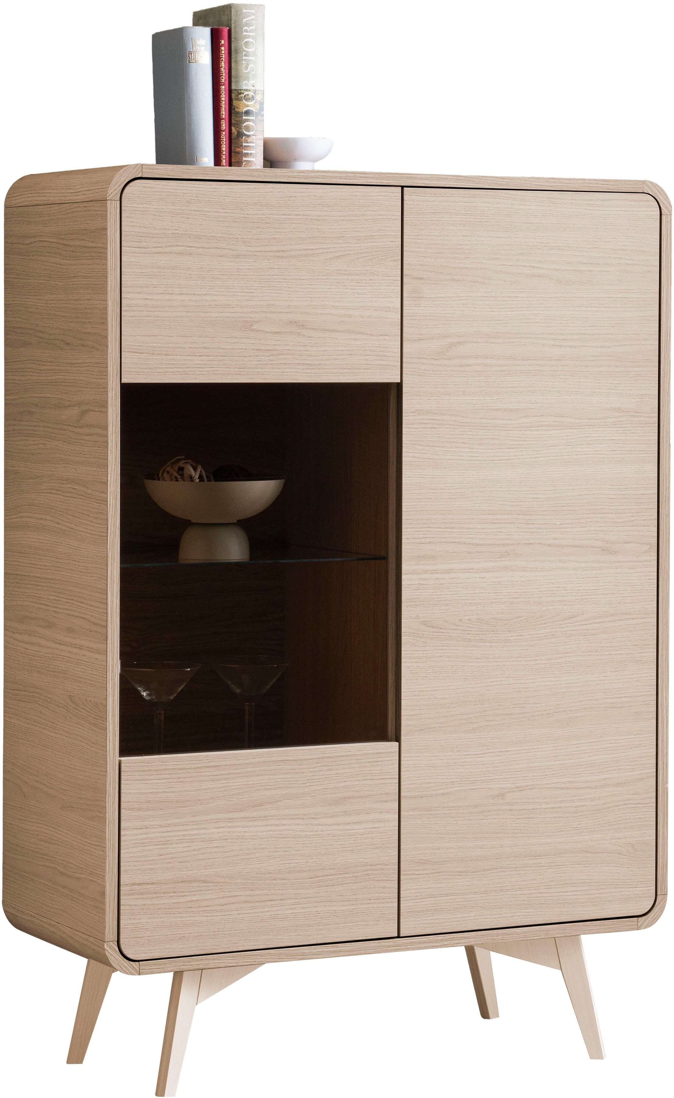 Home affaire Vitrine Torsby, moderne Glasvitrine, Stauraumelement, Schrank abgerundete Ecken, ausreichend Stauraum, vielseitig einsetzbar