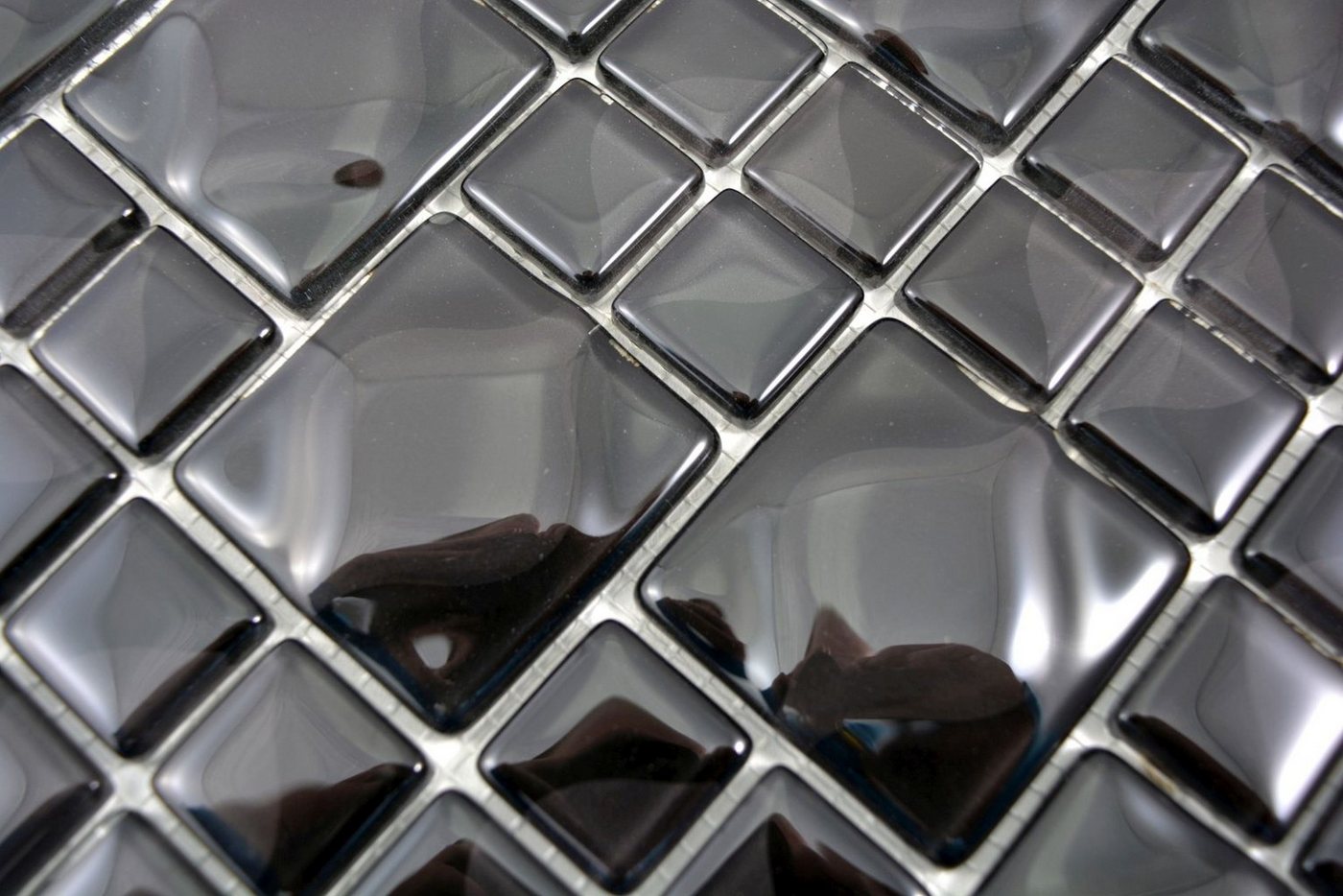 Thumbnail - Mosani Mosaikfliesen Glasmosaik Mosaikfliesen 3D schwarz Black Dot Design