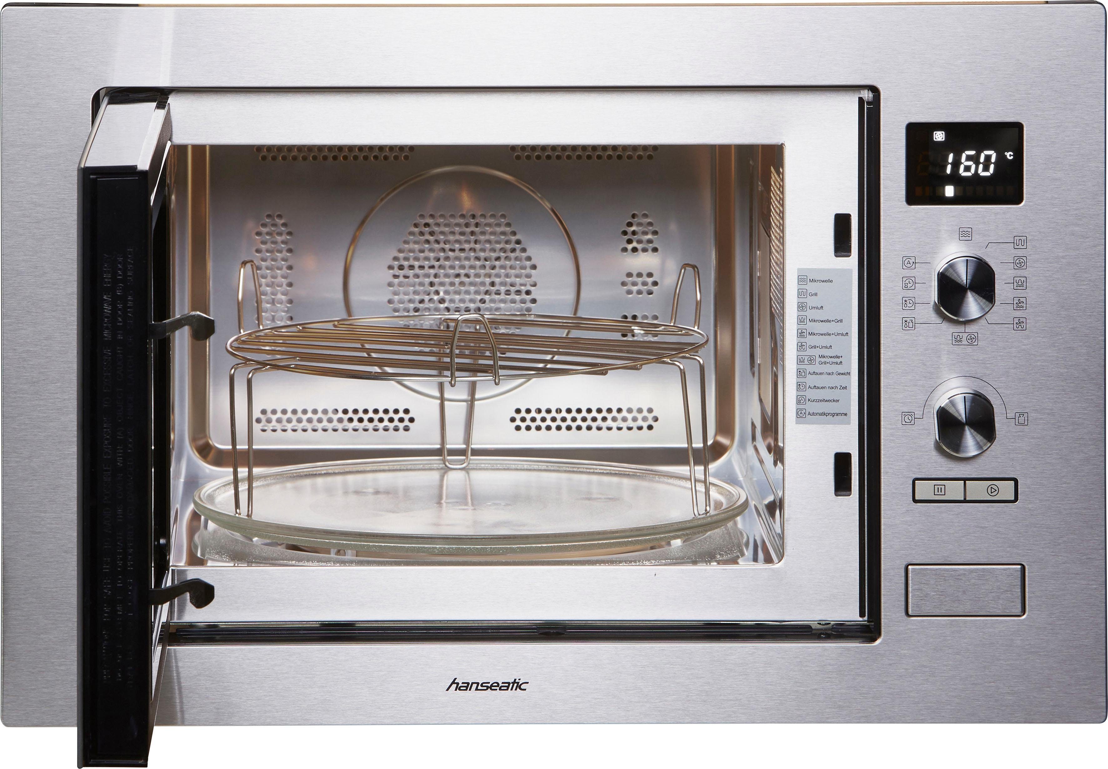 Hanseatic Einbau-Mikrowelle AC034B8S-S0EE, Grill, Mikrowelle, Umluft, 34 l