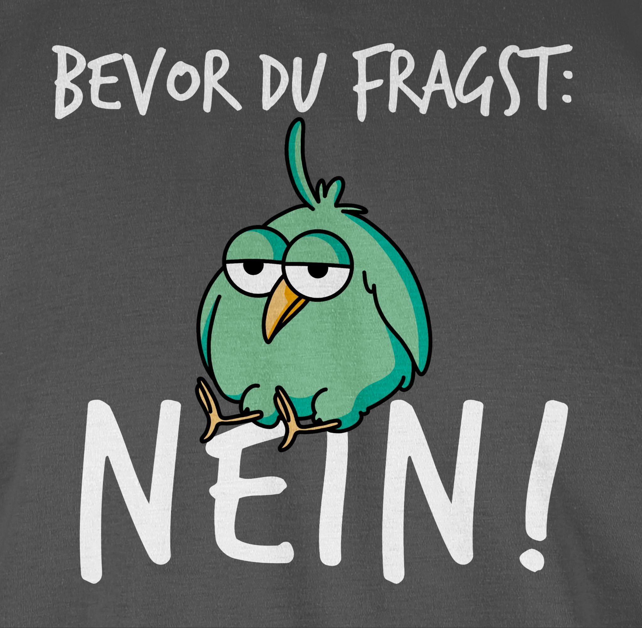 Shirtracer Rundhalsshirt Bevor du Dunkelgrau Spruch 2 mit Nein Sprüche fragst Statement