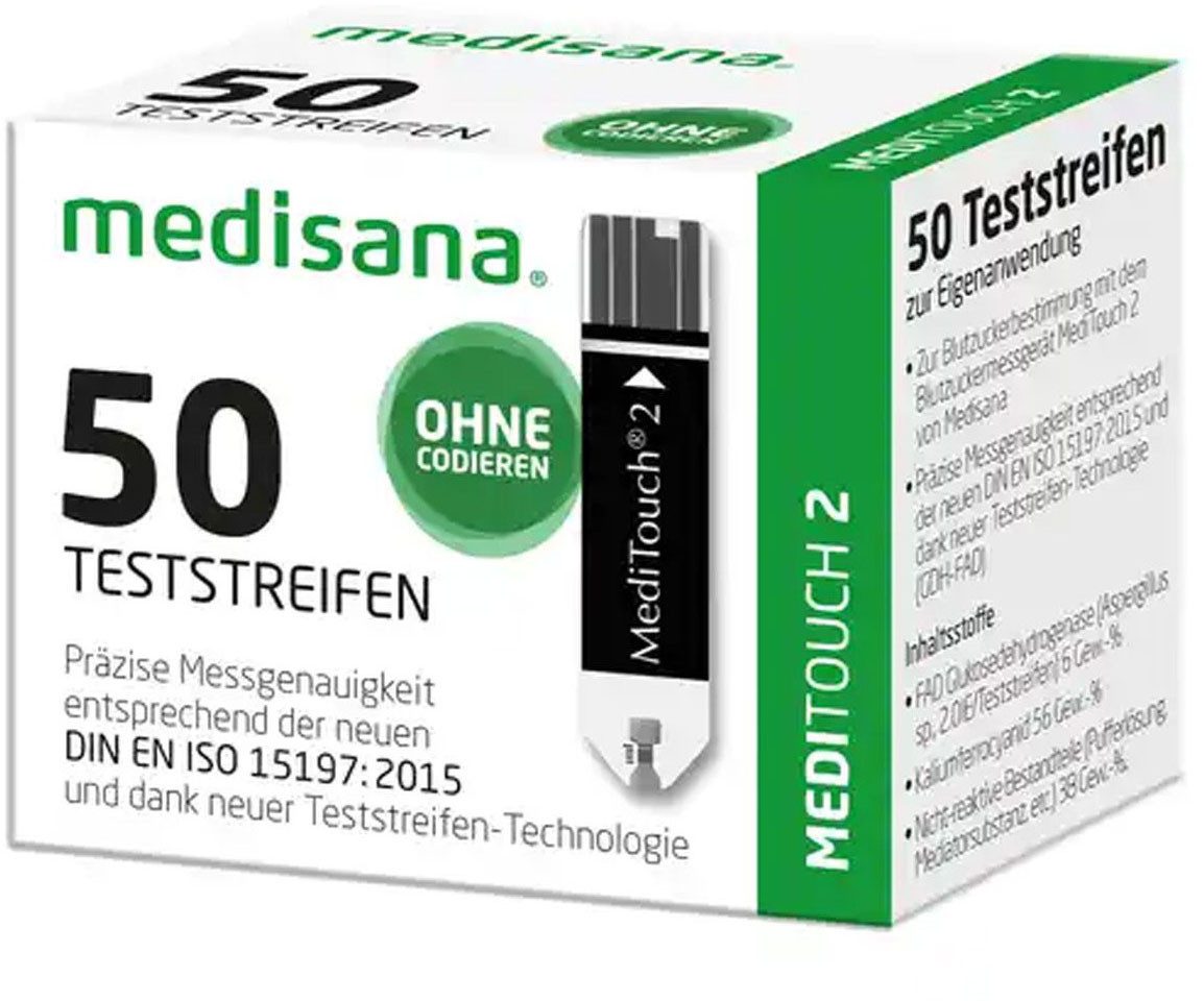 medisana Blutzucker-Teststreifen Meditouch 2, 50-tlg., Packung 50-St., zur Blutzuckerselbstbestimmung mit Meditouch 2