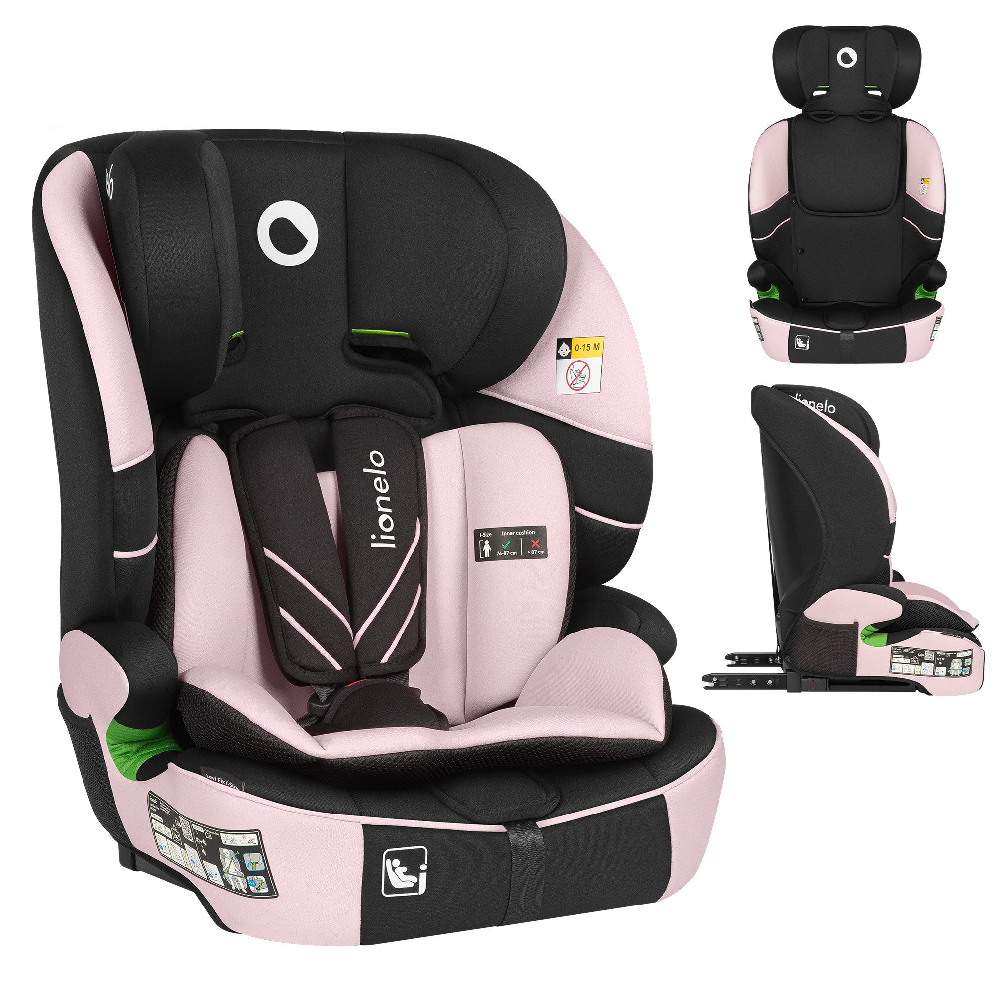 lionelo Autokindersitz LEVI FIX I-SIZE, ab: ab 15 Montaen, bis: Bis ca. 12 Jahre (150 cm), ab: 76 cm, bis: 150 cm, (Set), Dri-Seat/ISOFIX/TopTether/Reduziereinsatz/Komfort