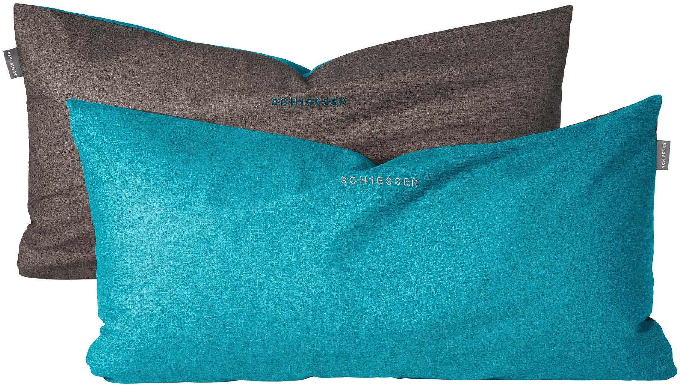 Schiesser Kissenhüllen Doubleface aus weicher Baumwolle mit edlem Melangeeffekt in Wendeoptik, (2 Stück), Made in Green