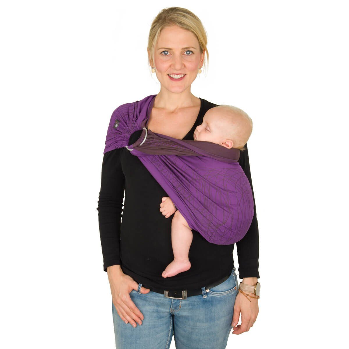 Hoppediz Tragetuch Ring-Sling mocca-viola New kbA York