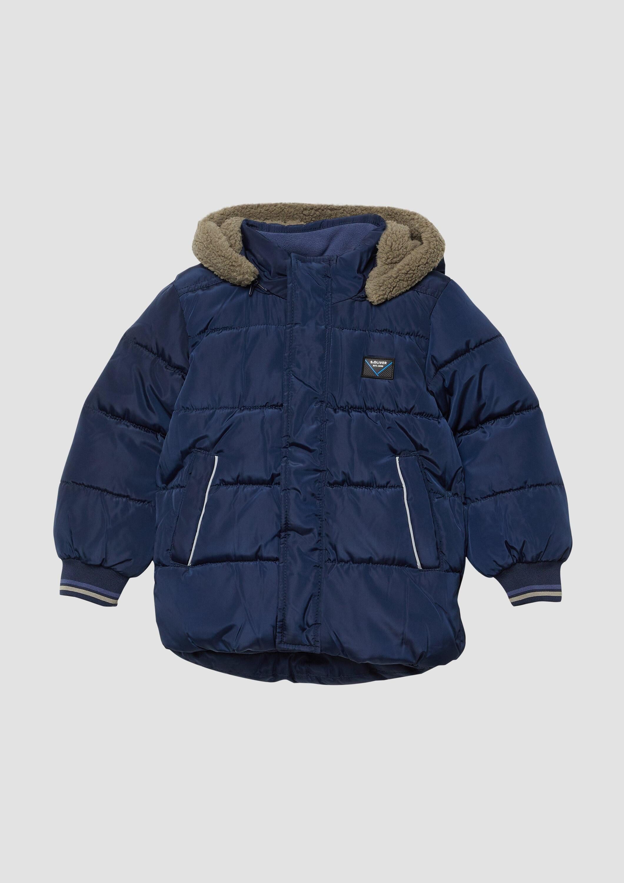 s.Oliver Winterjacke Outdoor-Jacke Stepp-Jacke mit Fleece-Futter und Kapuze