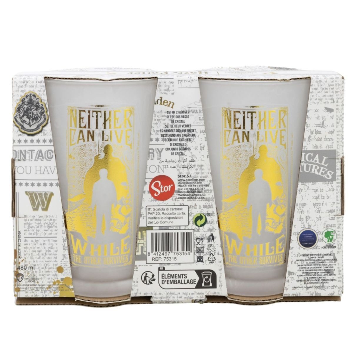 Stor Tasse Trinkglas Set im Geschenkkarton 2er Set verschiedene Motive, 1-tlg., Borosilikatglas, authentisches Design