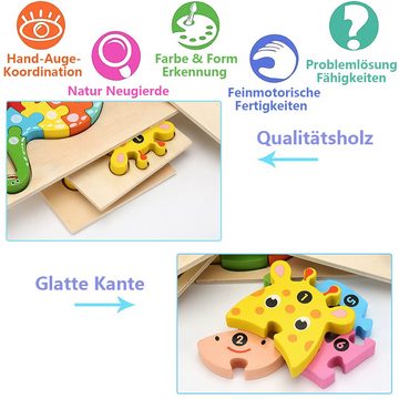 Juoungle Lernspielzeug Holzpuzzle für Kleinkinder, lernendes pädagogisches Spielzeug