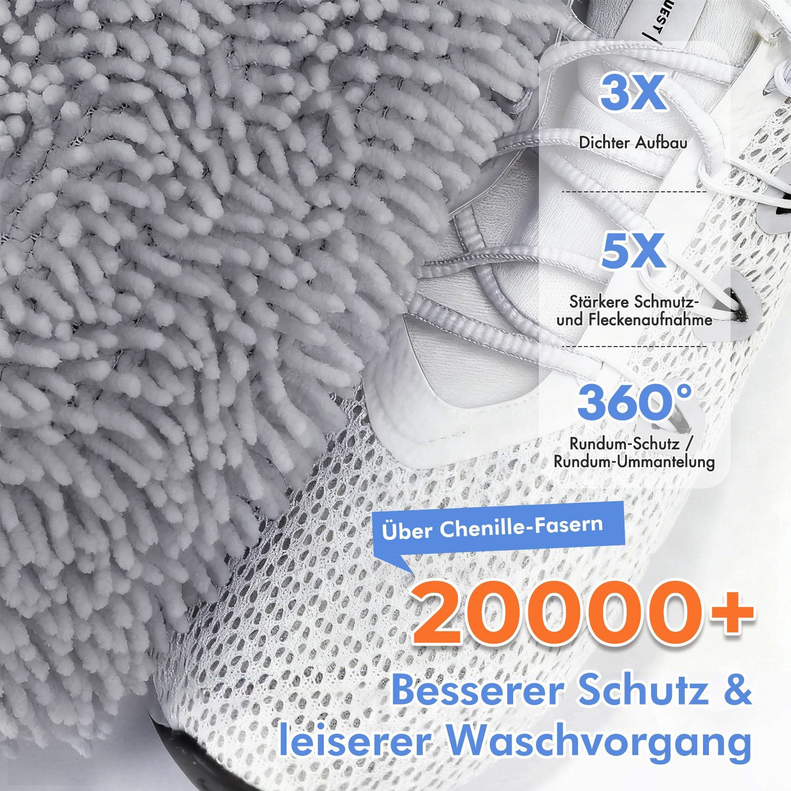 Teletrogy Wäschenetz Schuhwaschbeutel Waschmaschine, 2Pcs 3D-Net Wäschesack Schuhe,(1-St), Schuhbeutel für Waschmaschine mit Verstecktem Reißverschluss, Max EU4 – Bild 3 von 5