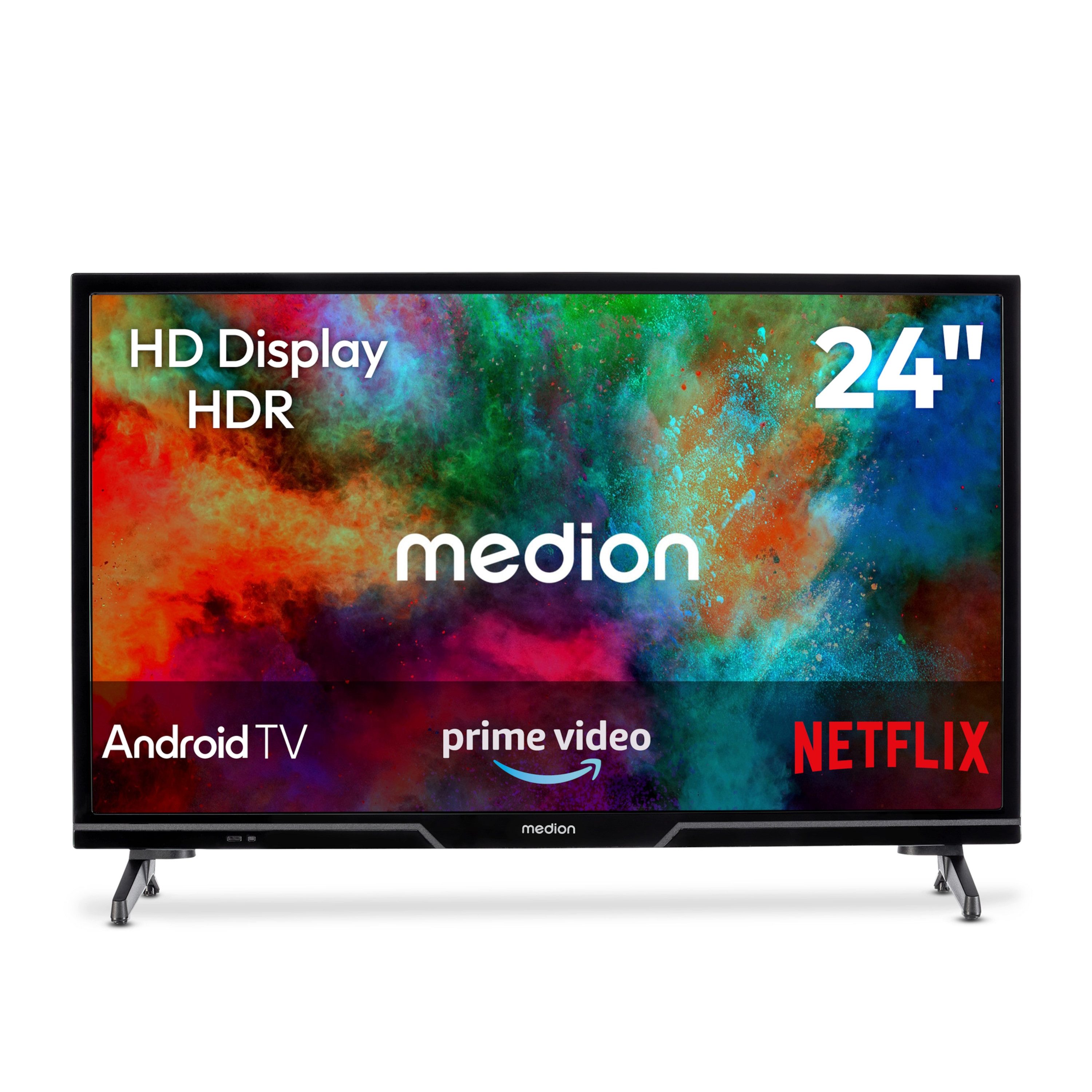 Medion® MD824100 LCD-LED Fernseher (59.8 cm/24 Zoll, 720p HD Ready, Android TV, HDR10, DTS HD, Virtual X, Playstore, Netflix, HBO Max, Prime Video)