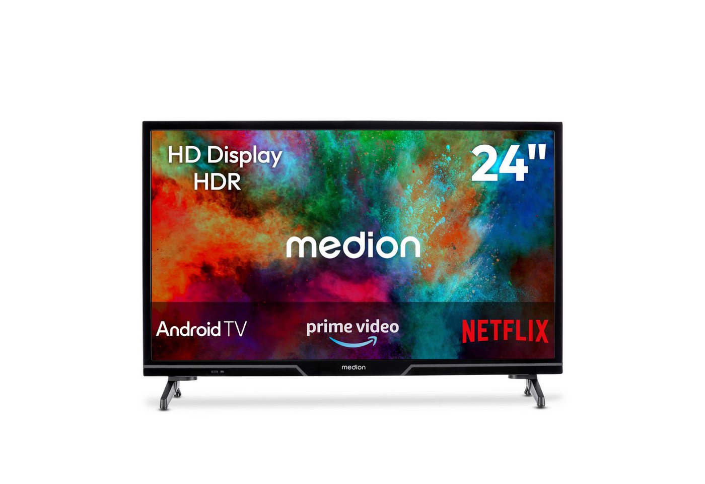 Medion® MD824100 LCD-LED Fernseher (59.8 cm/24 Zoll, 720p HD Ready, Android TV, HDR10, DTS HD, Virtual X, Playstore, Netflix, HBO Max, Prime Video)