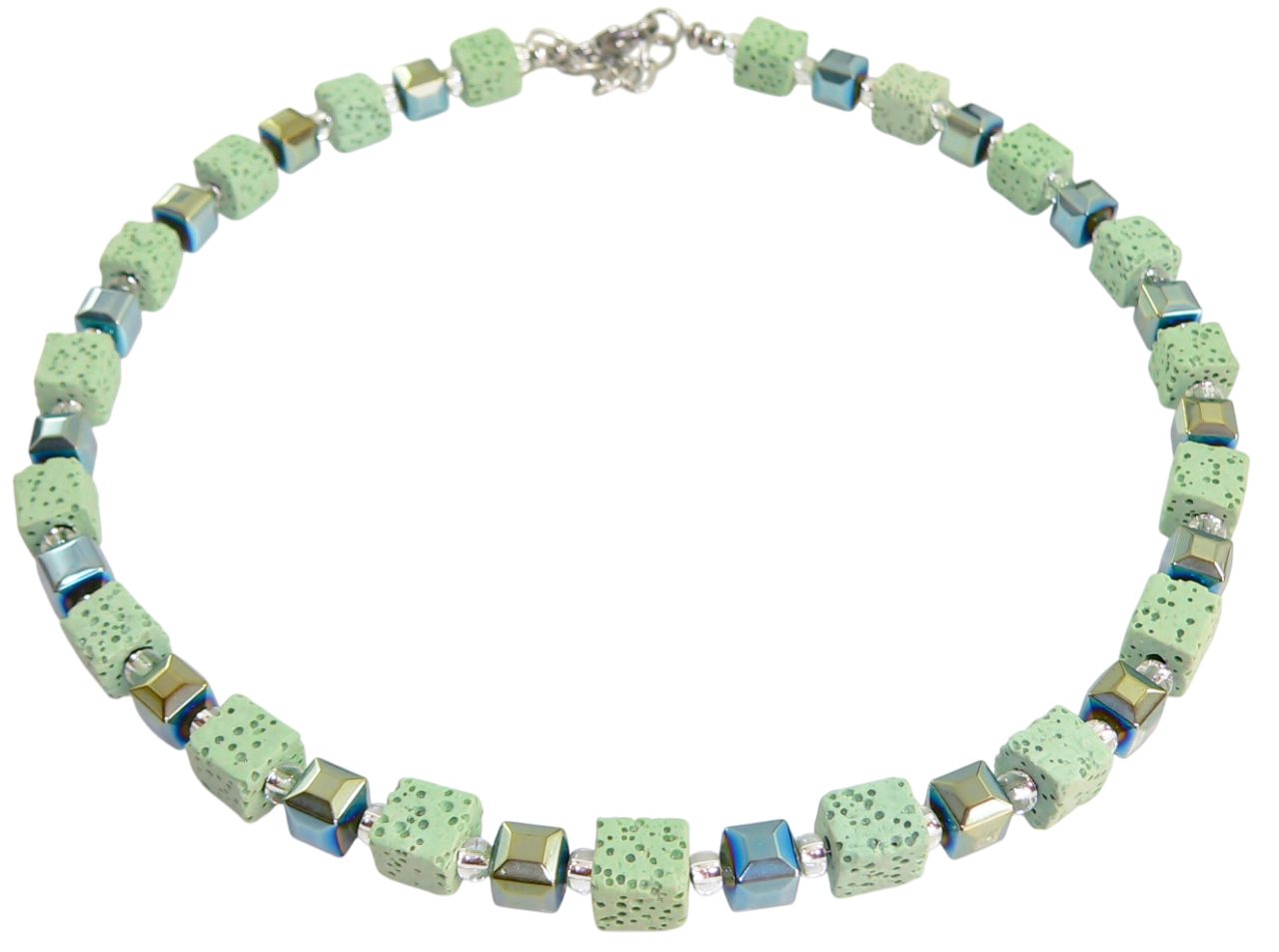 traumschmuck Collier 113c Halskette Würfelkette Würfel Lava grün hellgrün ( günstig online kaufen