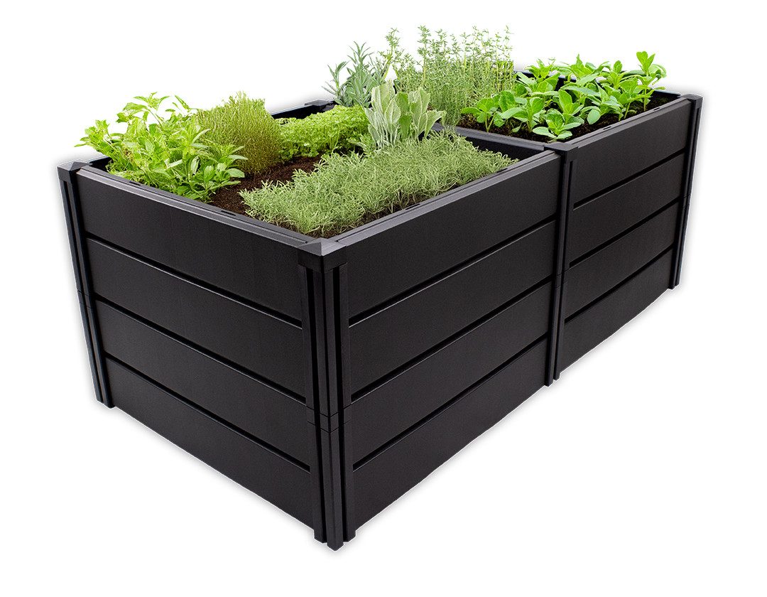 bigdean blumenkasten Blumenkasten mit Untersetzer 60 cm lang Rattan-Optik anthrazit