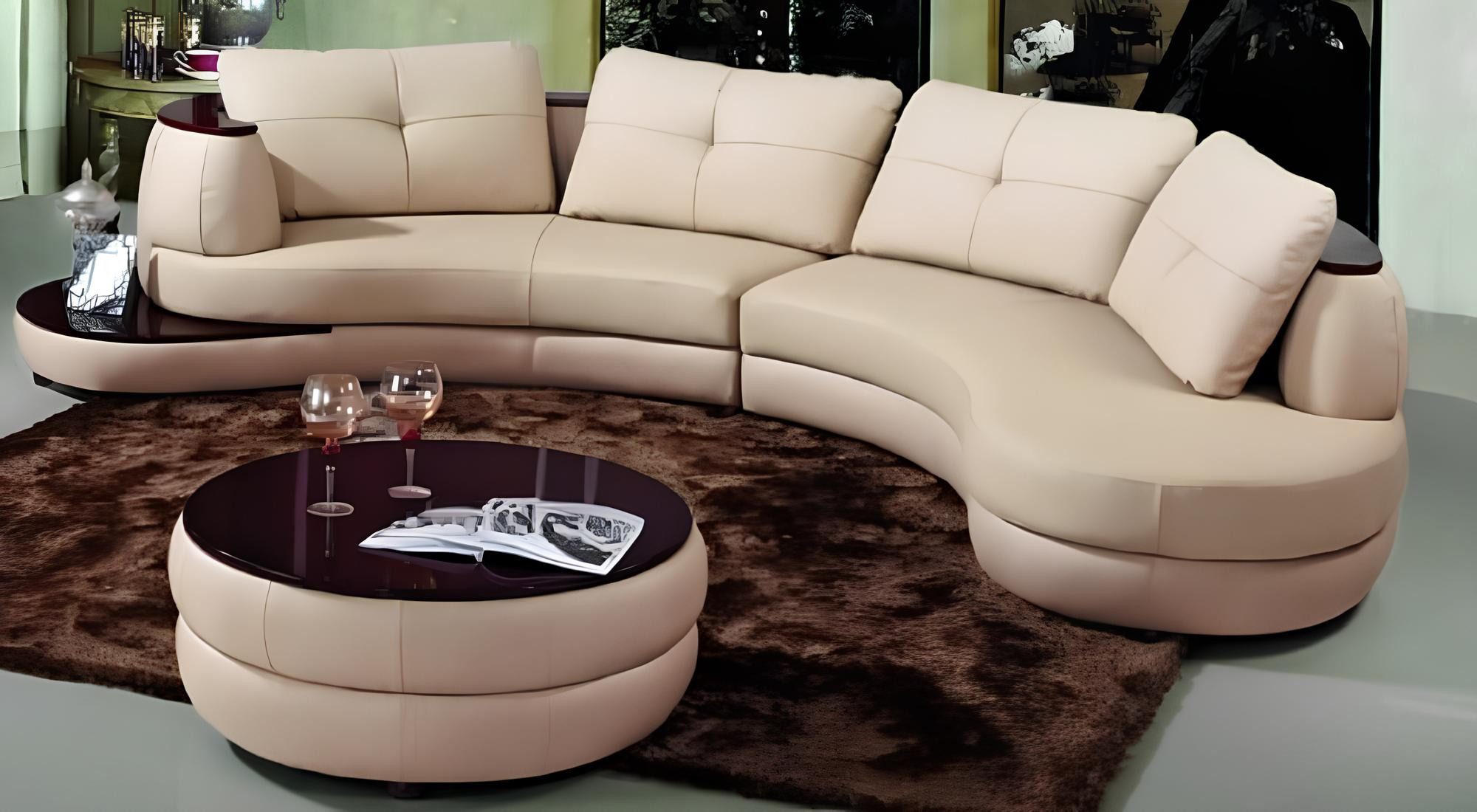 Xlmoebel Ecksofa Designer Ledersofa U-Form in elegantem Design, Hergestellt in Europa