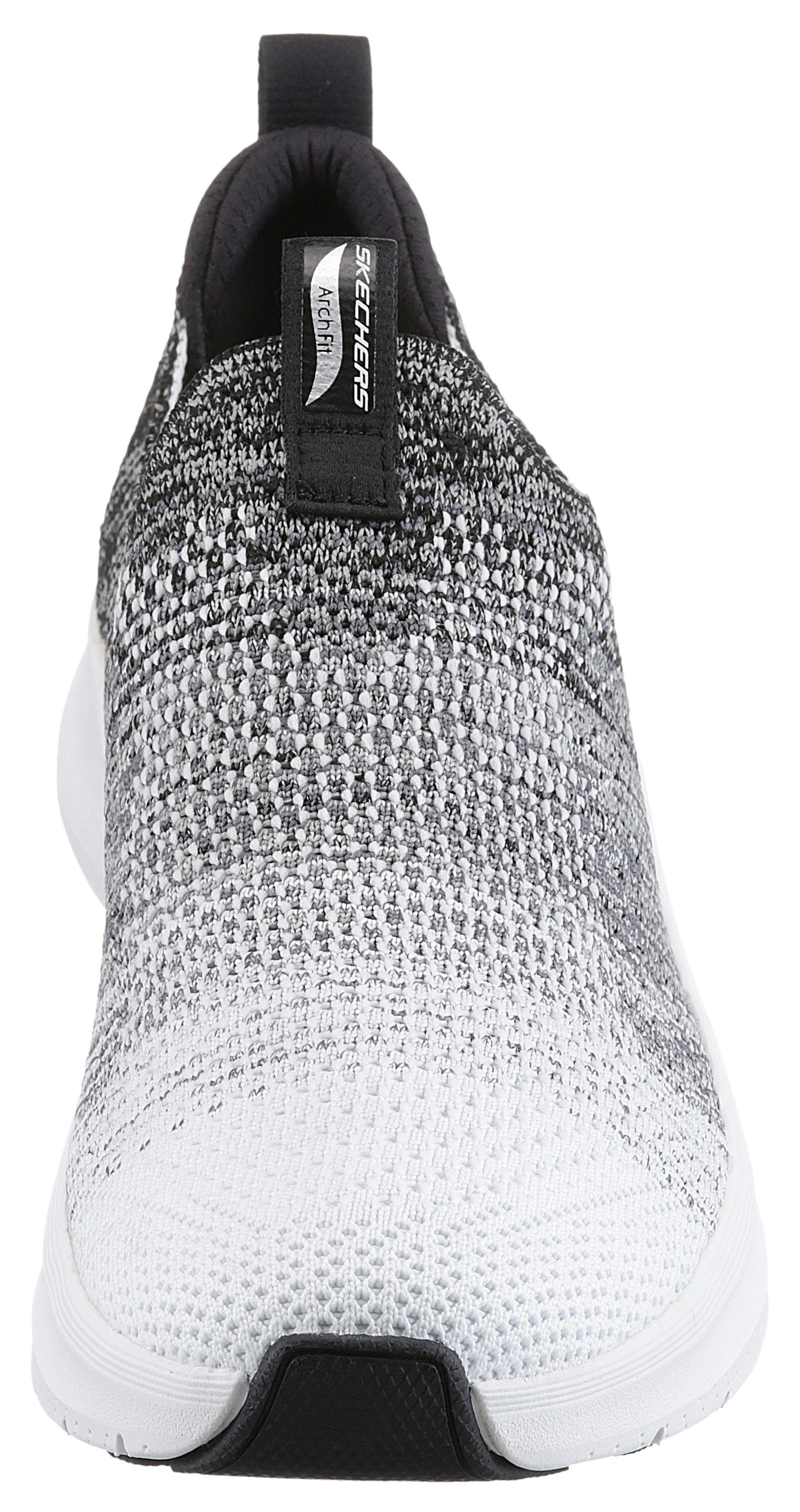 Skechers ARCH FIT 2.0 Sneaker mit weiß-schwarz Slip-On Farbverlauf stylischem