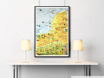 Sinus Art Poster Künstlerische Fotografie  Landkarte von New York USA 60x90cm Poster