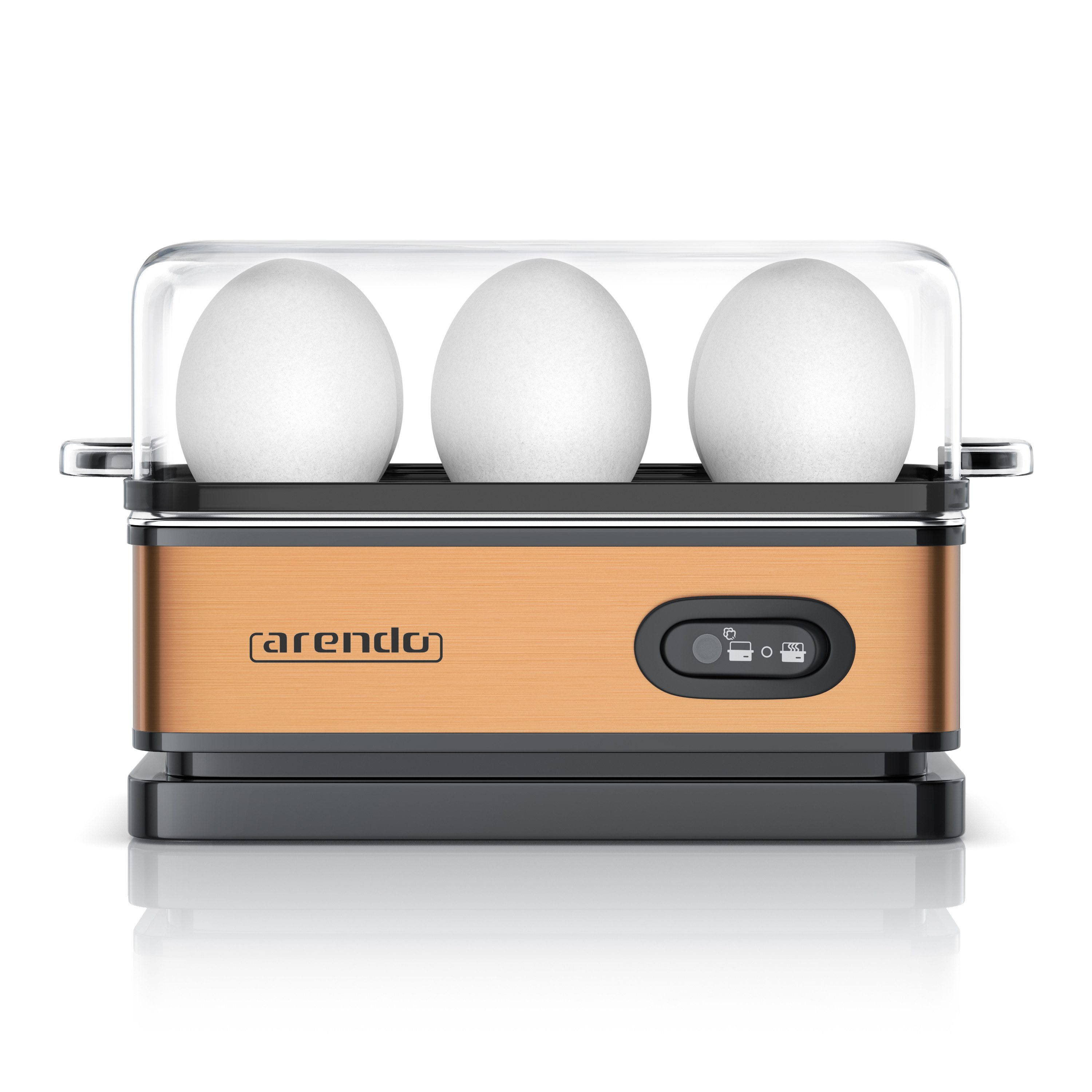 Arendo Яйцеварки 6-fach, Edelstahl, frei wählbarer Härtegrad, mit Warmhaltefunktion, Anzahl Eier: 6 St., 400 W, Kipp-Funktionsschalter mit Indikationsleuchte, für bis zu 6 Eier