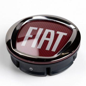 FIAT Radkappe Original Nabendeckel Felgendeckel Alufelge Chrom Rot 735448759, (1-St) Mit Fiat Schriftzug