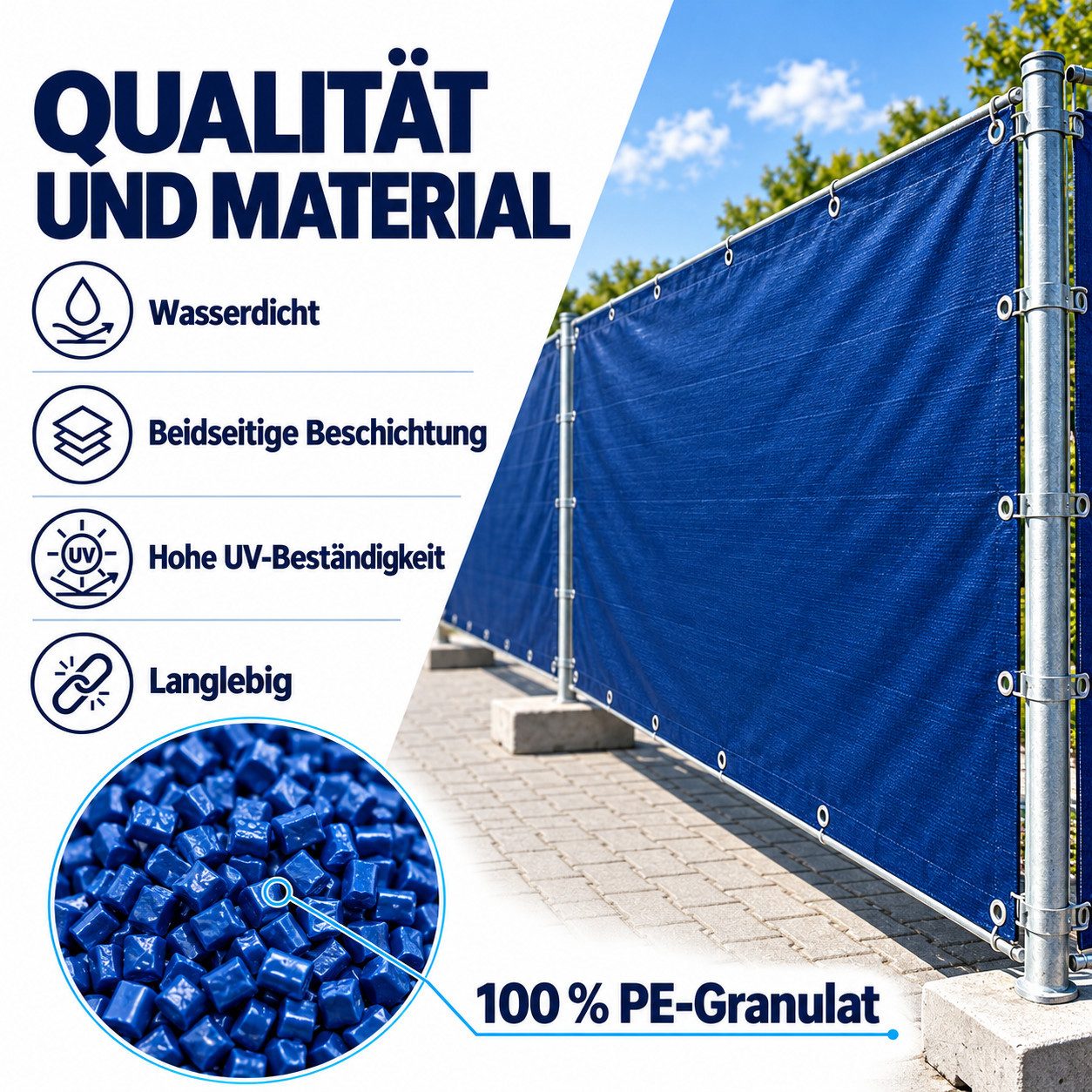 Z-Tex Schutzplane Bauzaunplane ca. 150 g/m² Sichtschutz Zaunblende Plane blickdicht (1-St) – Bild 4 von 5