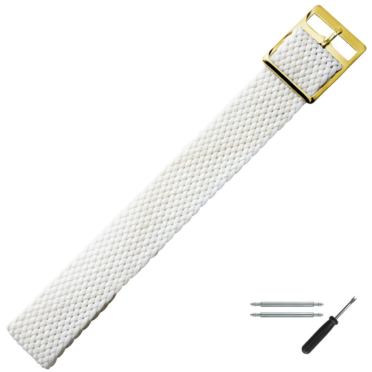 MARBURGER Годинникиarmband 18mm Textil Stoff Perlongeflecht Weiss