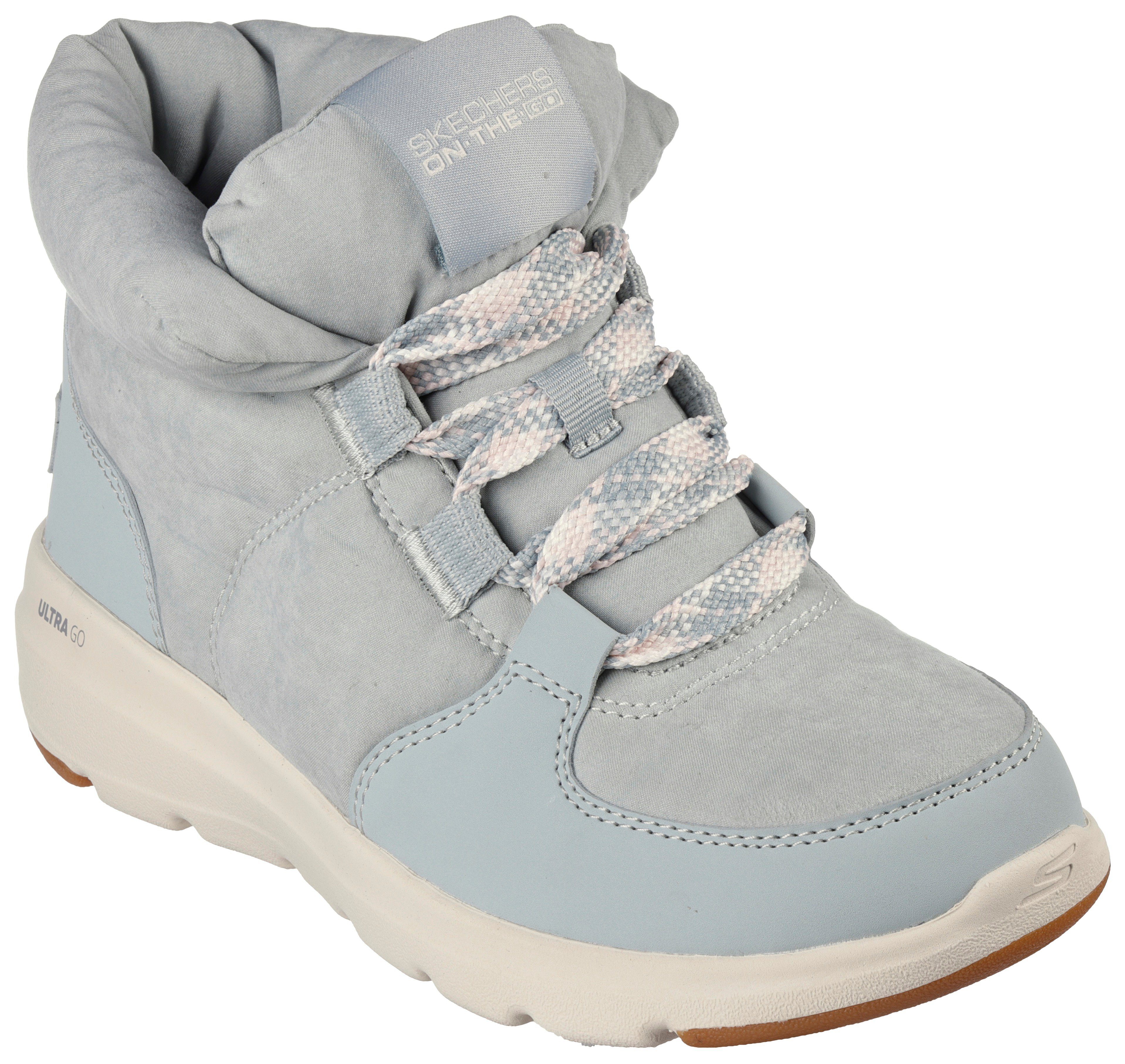 Skechers GLACIAL ULTRA-TREND UP Winterboots mit auffälliger Schaftpolsterung hellblau