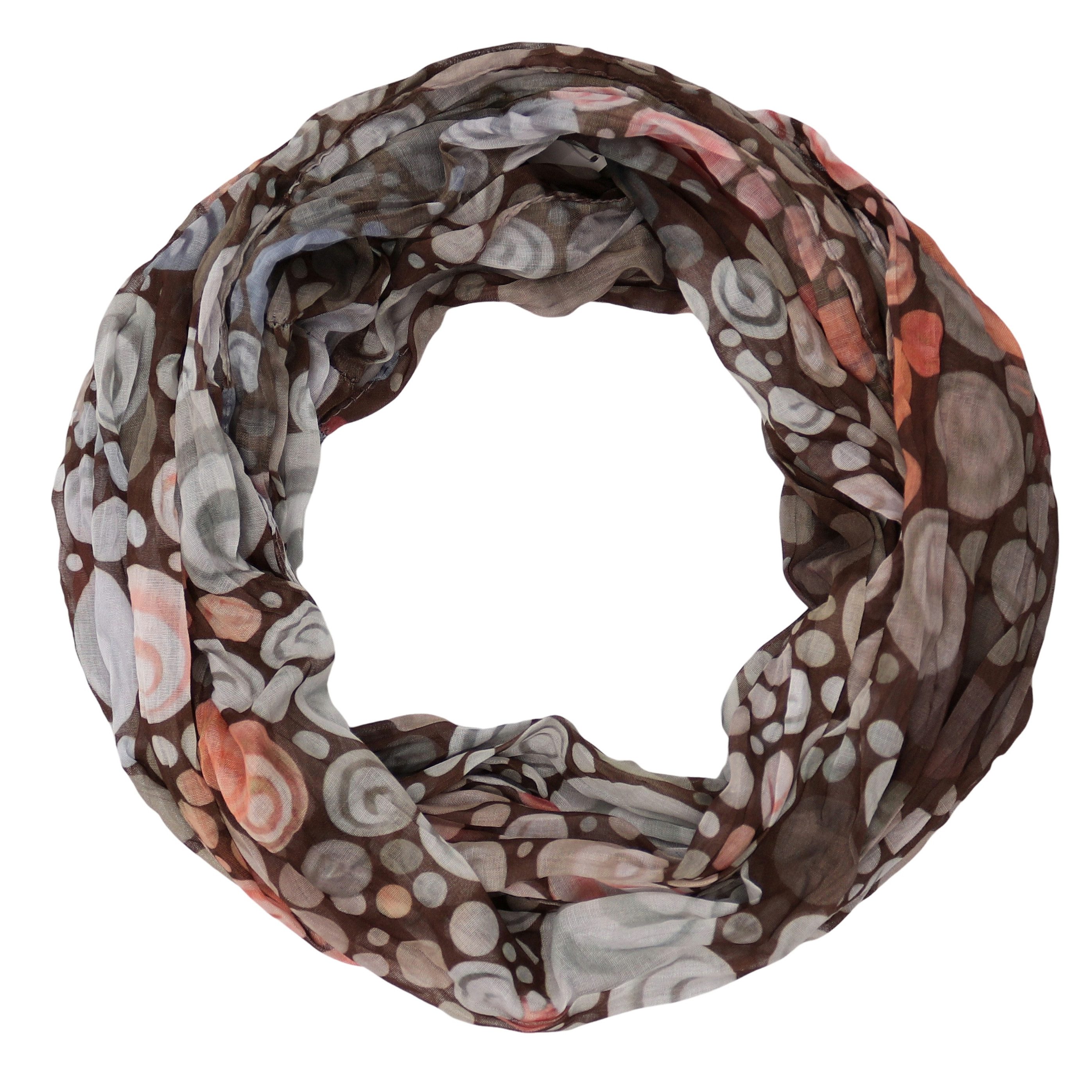 MIRROSI Loop Damen Schal mit Kreis-Muster Weich, (zweimal um den Hals wickelbar, ca.45x75cm), Damen Halstuch ideal für Frühling, Sommer oder Herbst