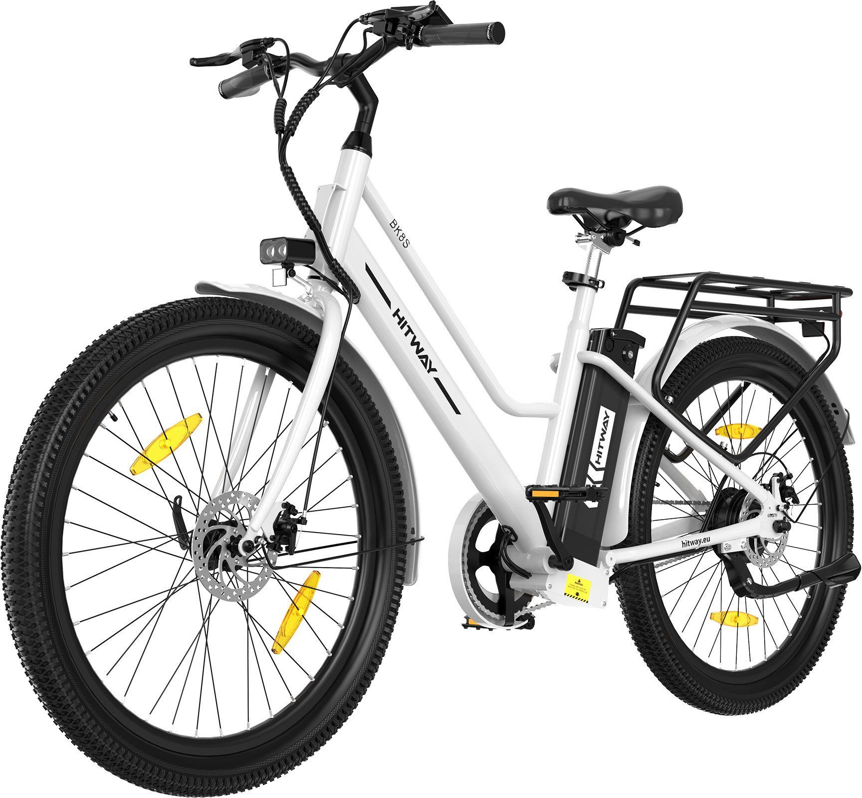 HITWAY E-Bike Cityrad 27,5 Zoll Elektrofahrrad für Damen Herren, Pedelec mit 36V 13Ah Akku, 1 Gang, 250W Heckmotor, 468 Wh, E-fahrräde, E-Citybike mit Schloss, Pumpe, APP