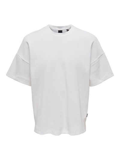 ONLY & SONS T-Shirt Weites Rundhals T-Shirt Kurzarm Basic Shirt ONSBERKELEY 4791 in Weiß