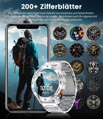 Lige Herren's 380 mAh Fitness Tracker 5ATM Wasserdicht Smartwatch (1,43 Zoll, Android/iOS), Telefonfunktion Langer Akku Blutdruck/Herzfrequenz