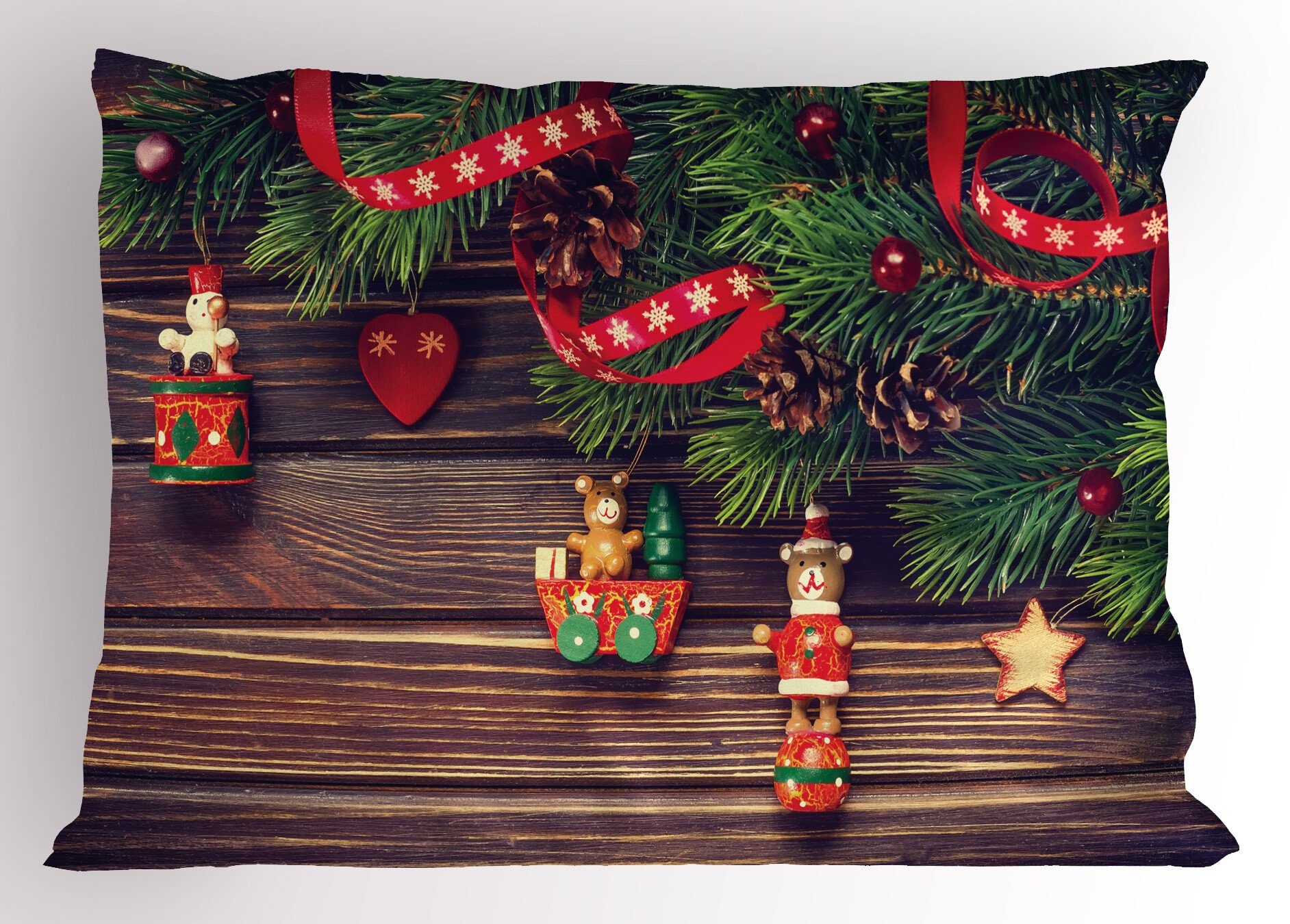 Kissenbezüge Dekorativer Standard King Size Gedruckter Kissenbezug, Abakuhaus (1 Stück), Weihnachten Vintage Spielzeug Holz | Kissenbezüge